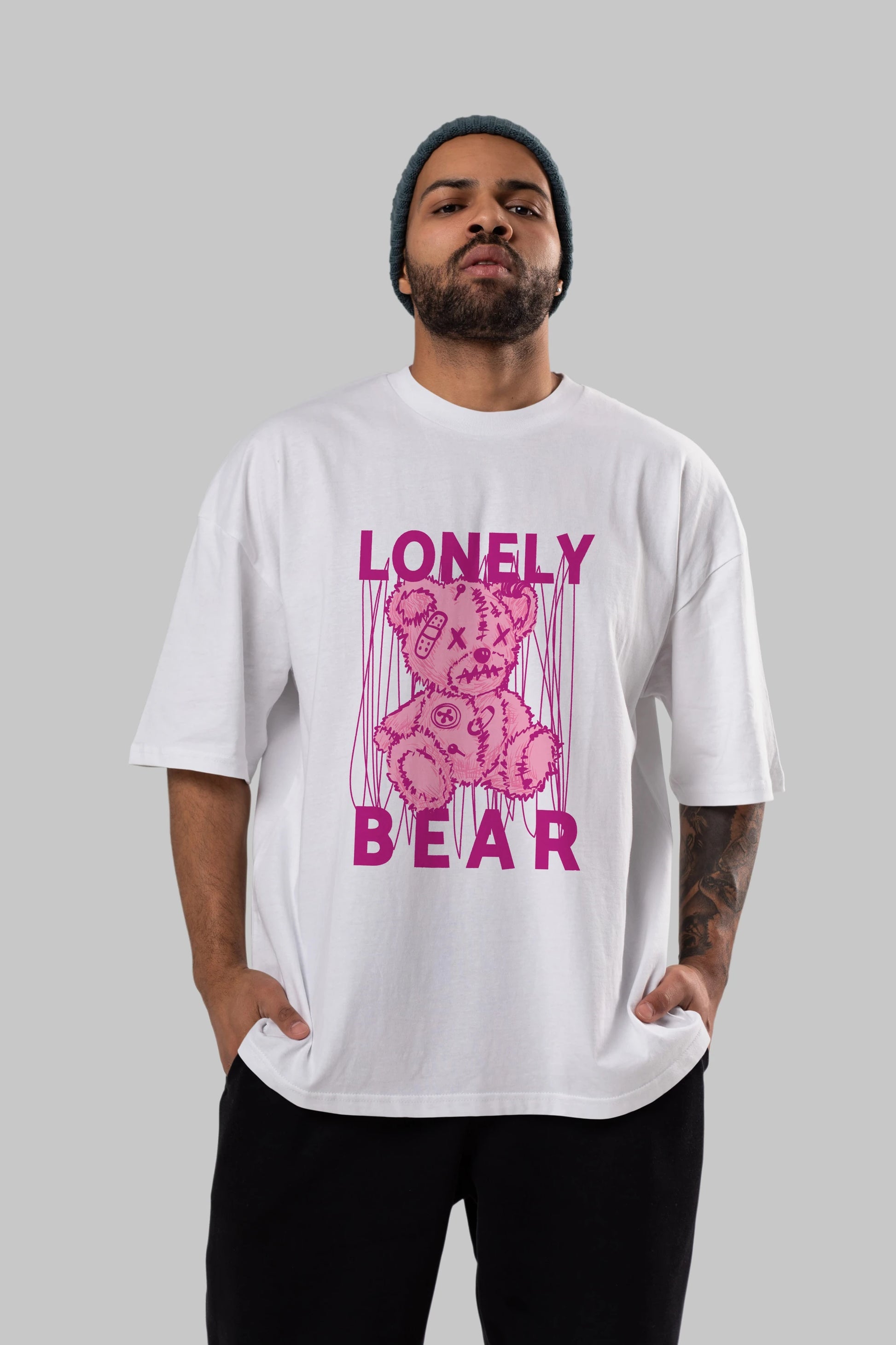 Lonely Bear Ön Baskılı Oversize t-shirt Erkek Kadın Unisex