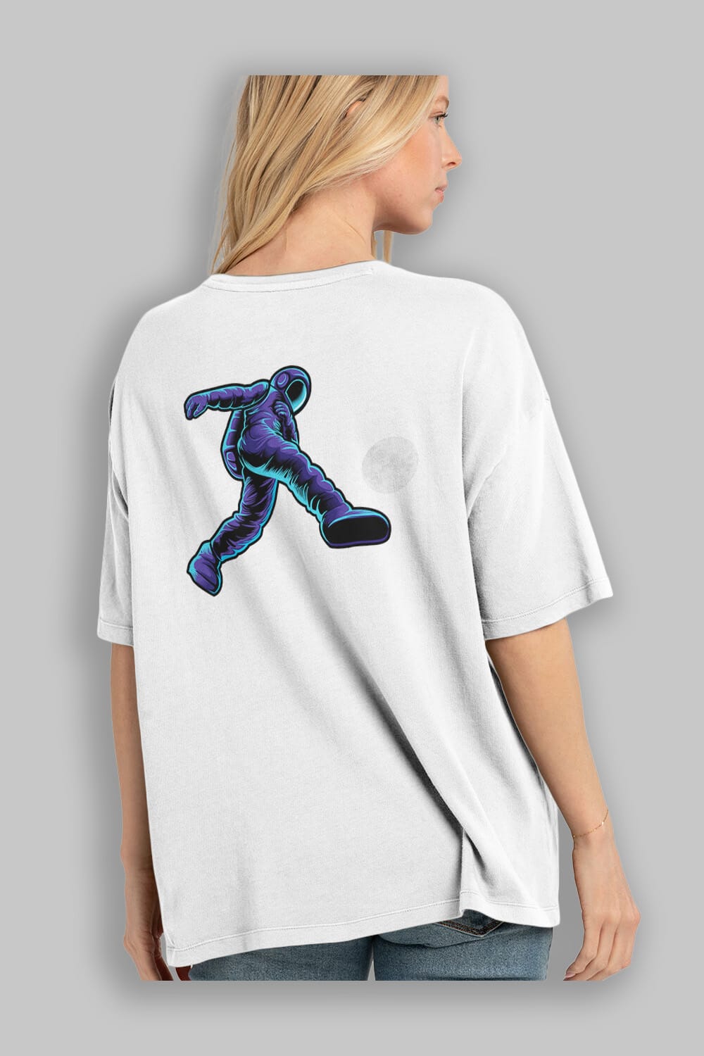 Astroball in Space Sticker Arka Baskılı Oversize t-shirt Erkek Kadın Unisex
