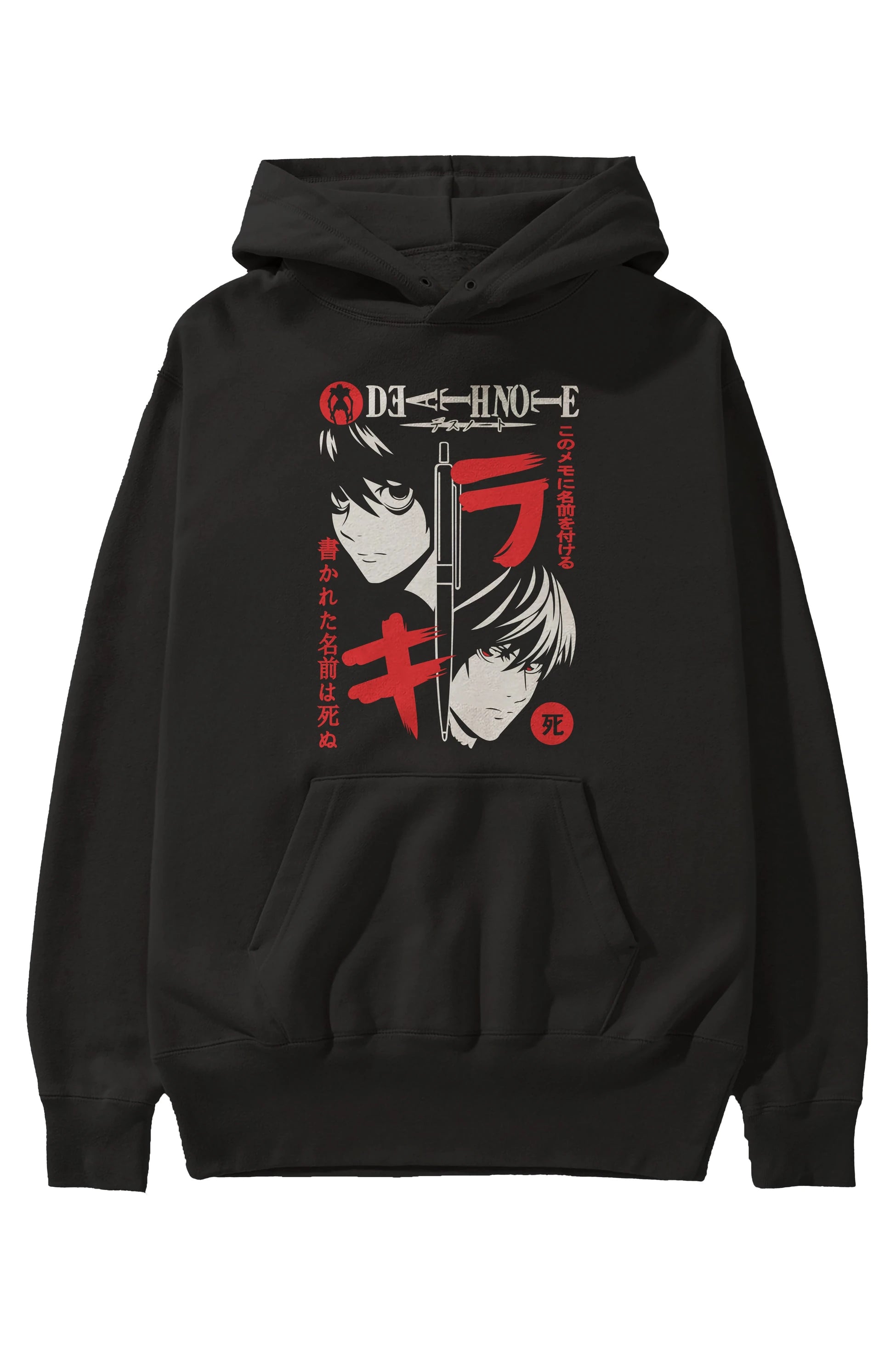 DEATHNOTE L vs KIRA Anime Ön Baskılı Hoodie Oversize Kapüşonlu Sweatshirt Erkek Kadın Unisex