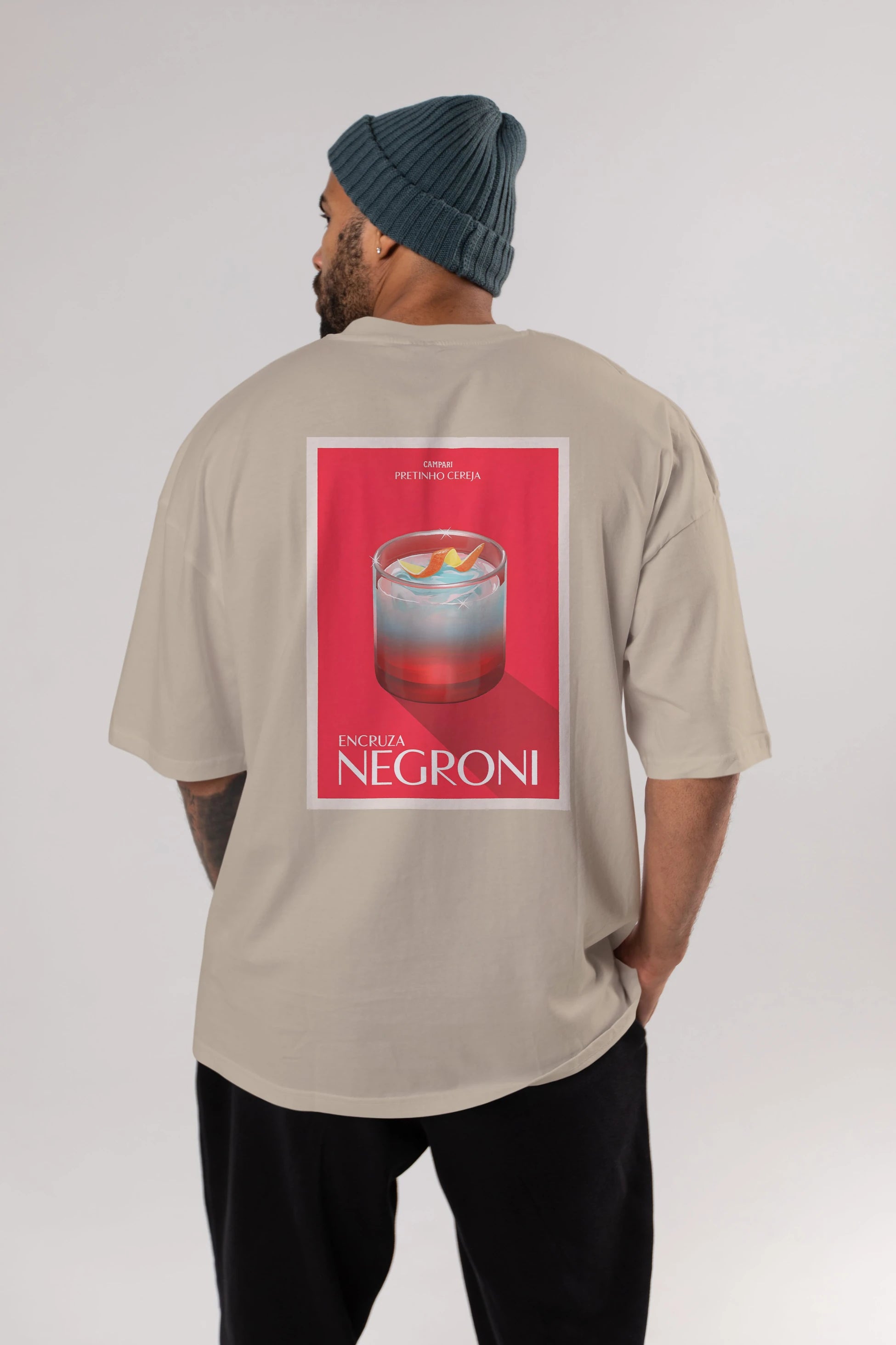 Encruza Negroni Arka Baskılı Oversize t-shirt Erkek Kadın Unisex %100 Pamuk Bisiklet Yaka tişort