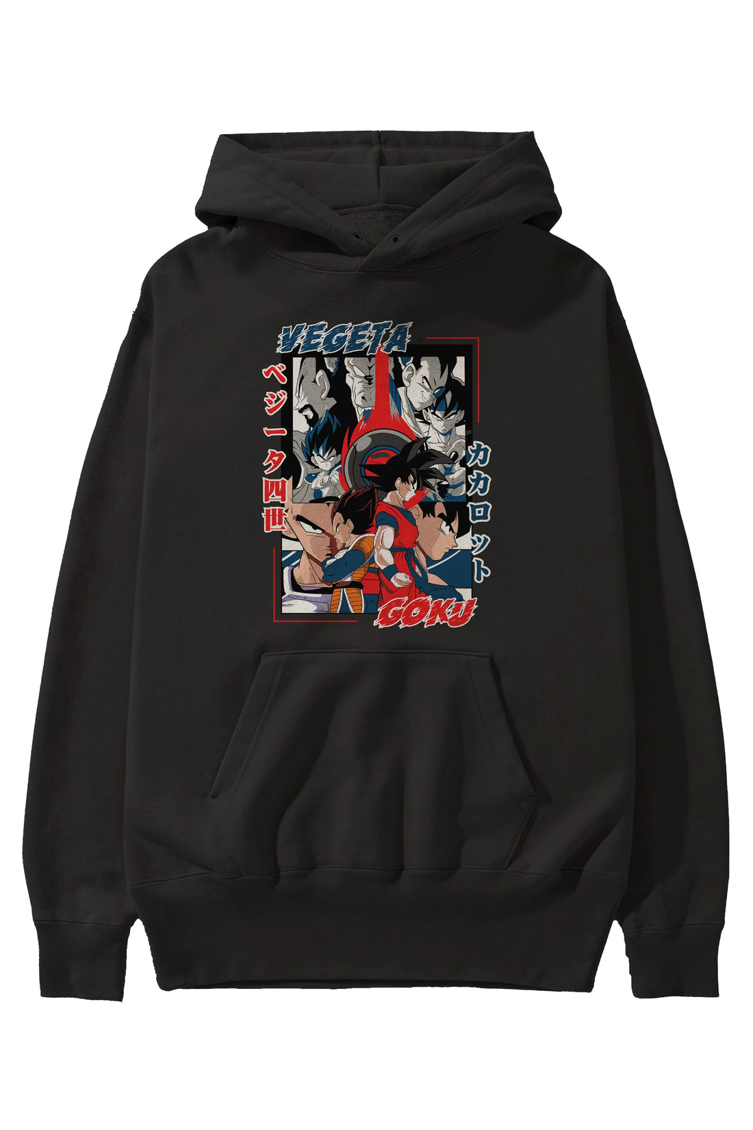 VEGETA VS GOKU Anime Ön Baskılı Hoodie Oversize Kapüşonlu Sweatshirt Erkek Kadın Unisex