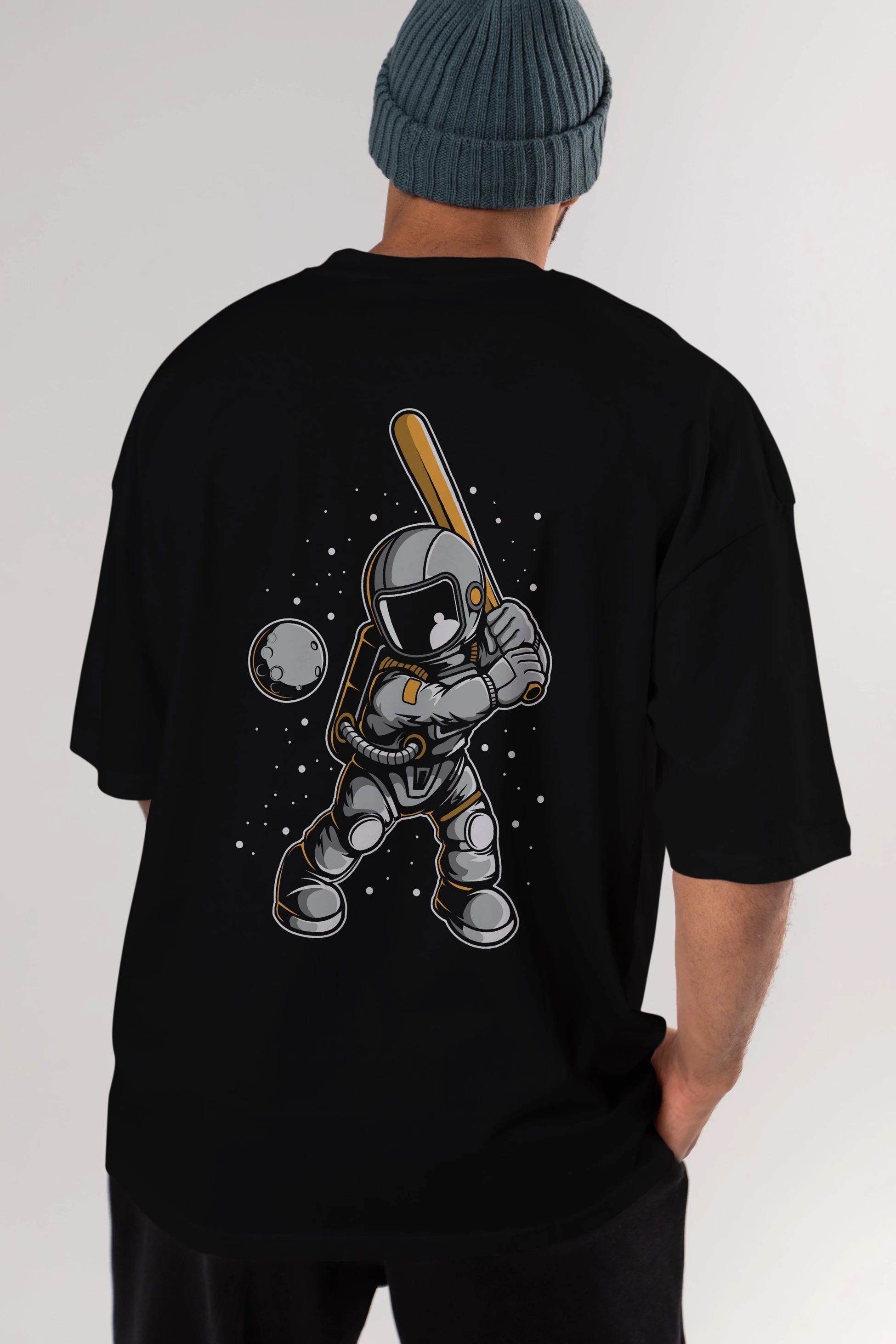 Astronaut Baseball Arka Baskılı Oversize t-shirt Erkek Kadın Unisex