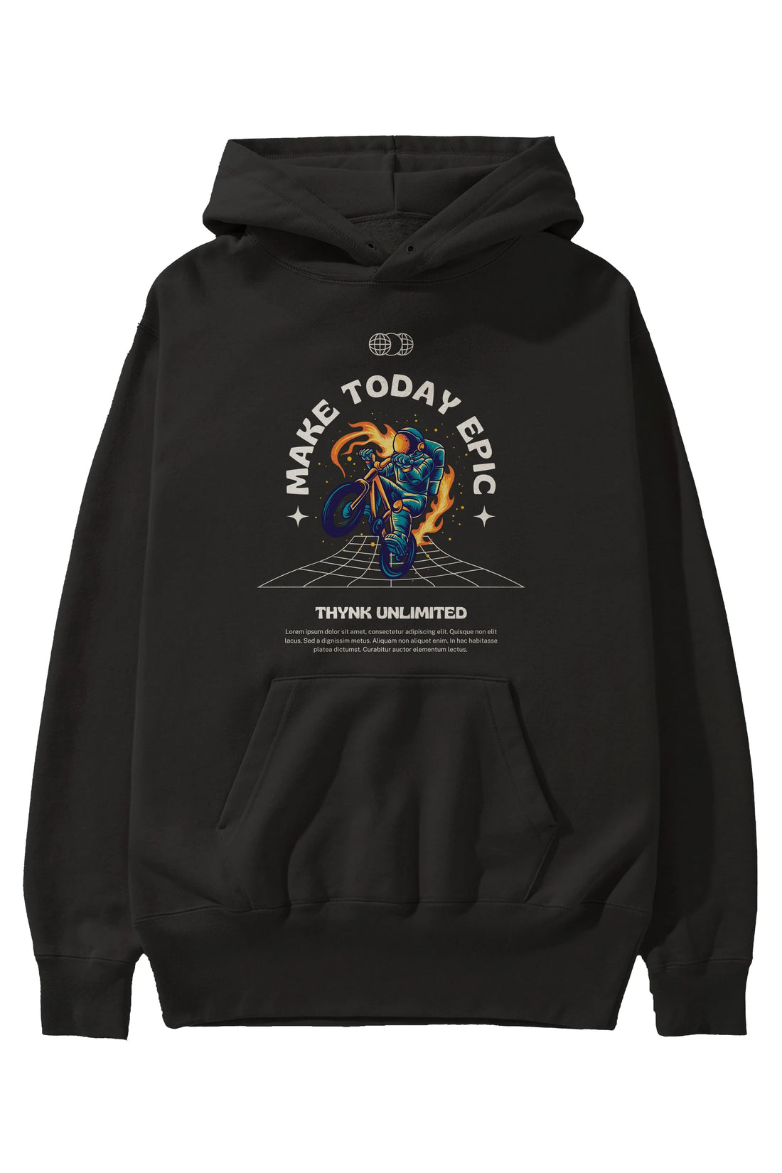 Make Today Epic Ön Baskılı Oversize Hoodie Kapüşonlu Sweatshirt Erkek Kadın Unisex