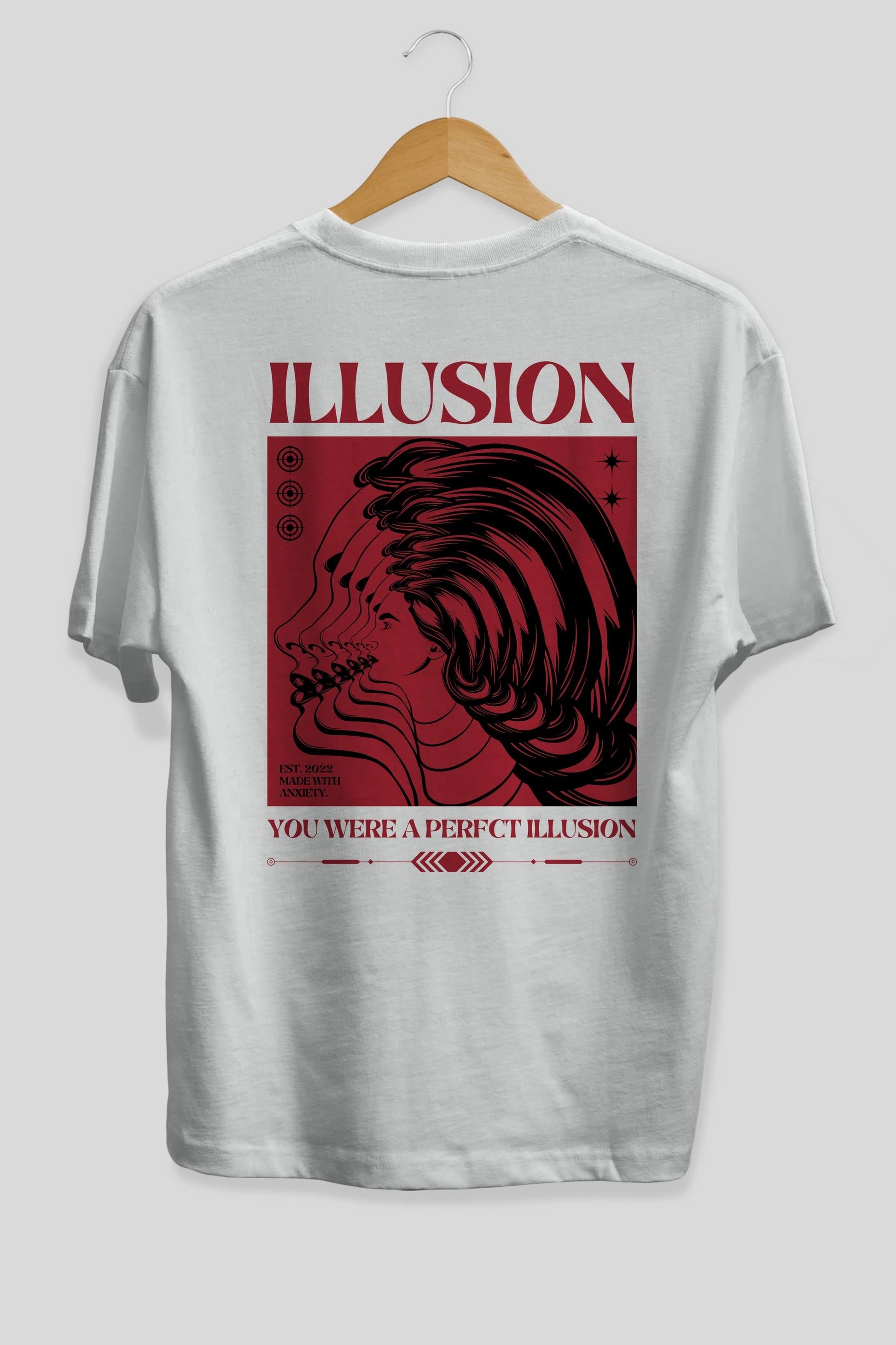 Illusion Streetwear Arka Baskılı Oversize t-shirt Erkek Kadın Unisex