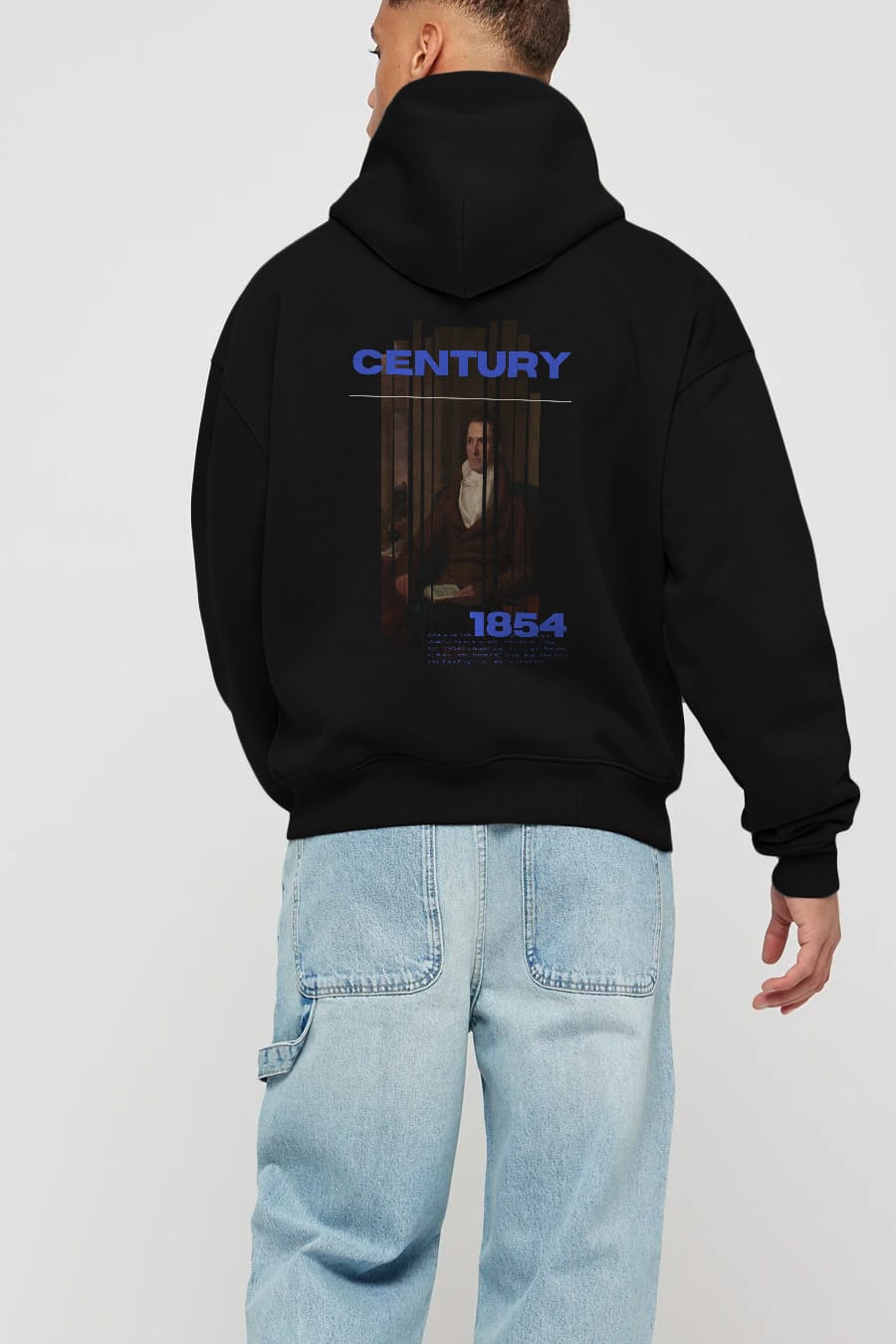 Century 1854 Yazılı Arka Baskılı Oversize Hoodie Kapüşonlu Sweatshirt Erkek Kadın Unisex