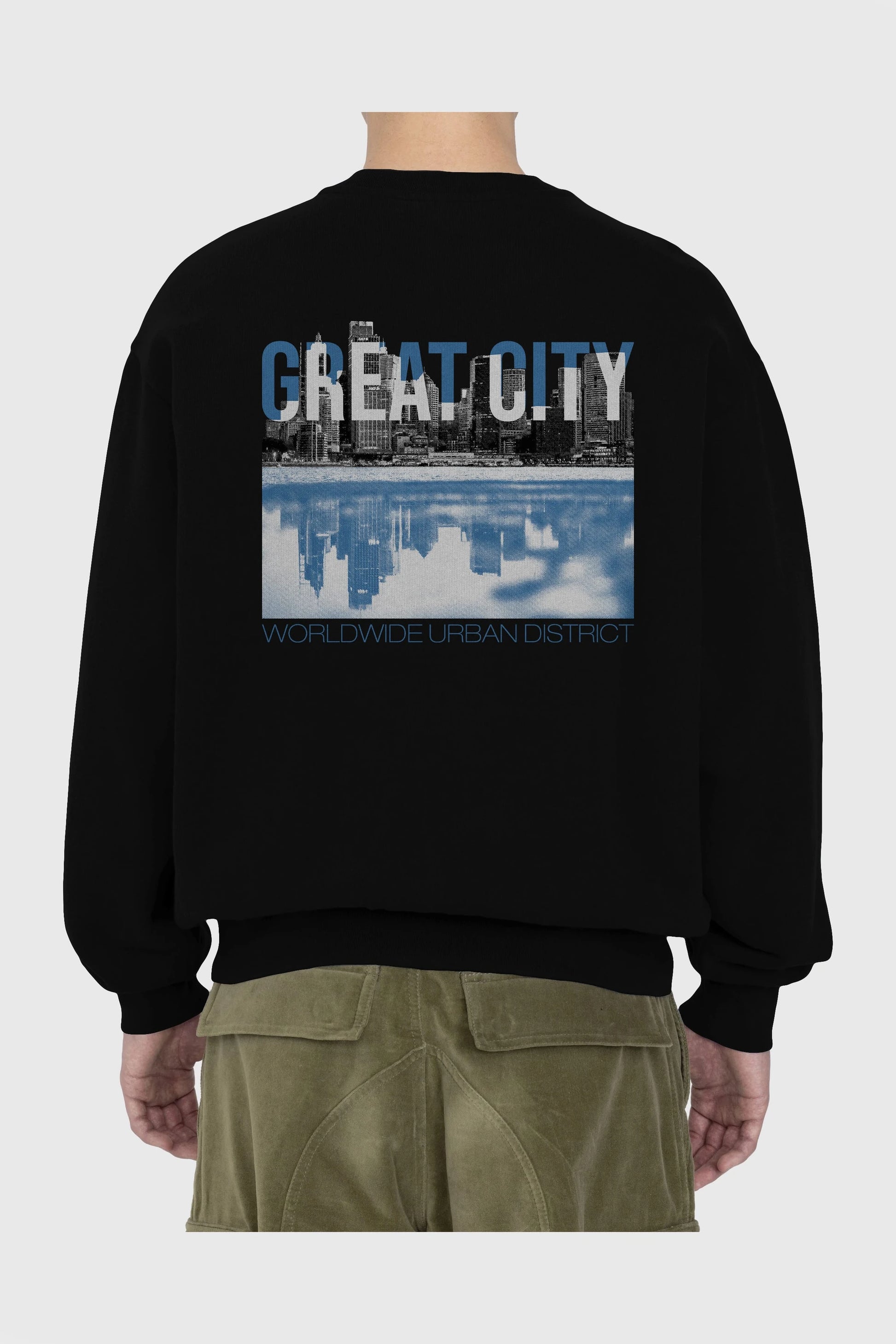 Great City Arka Baskılı Oversize Sweatshirt Erkek Kadın Unisex