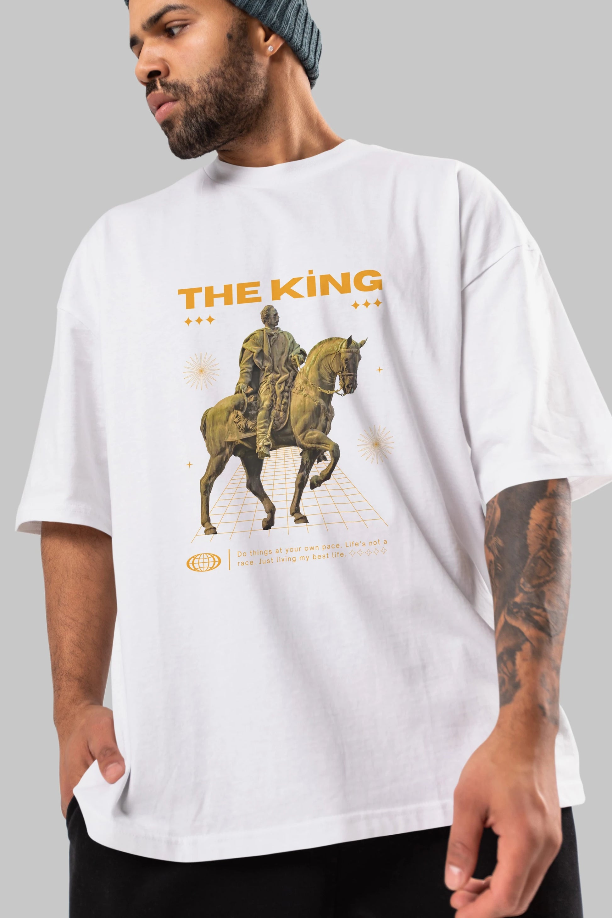 The King Yazılı Ön Baskılı Oversize t-shirt Erkek Kadın Unisex