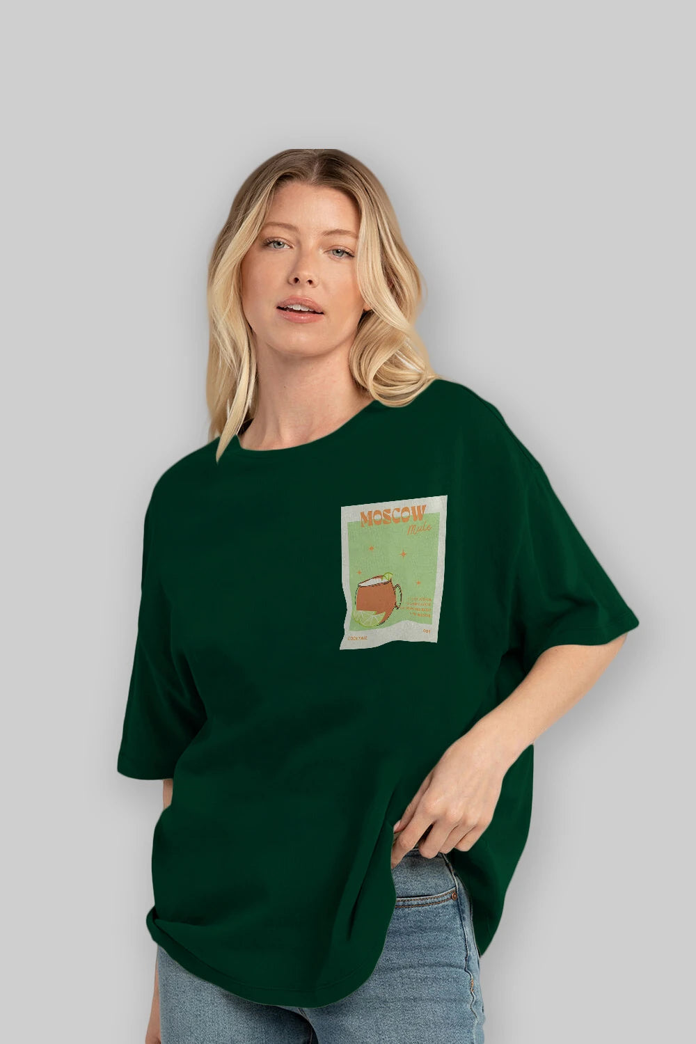 Moscow Mule 2 Ön Sol Baskılı Oversize t-shirt Erkek Kadın Unisex %100 Pamuk Bisiklet Yaka tişort