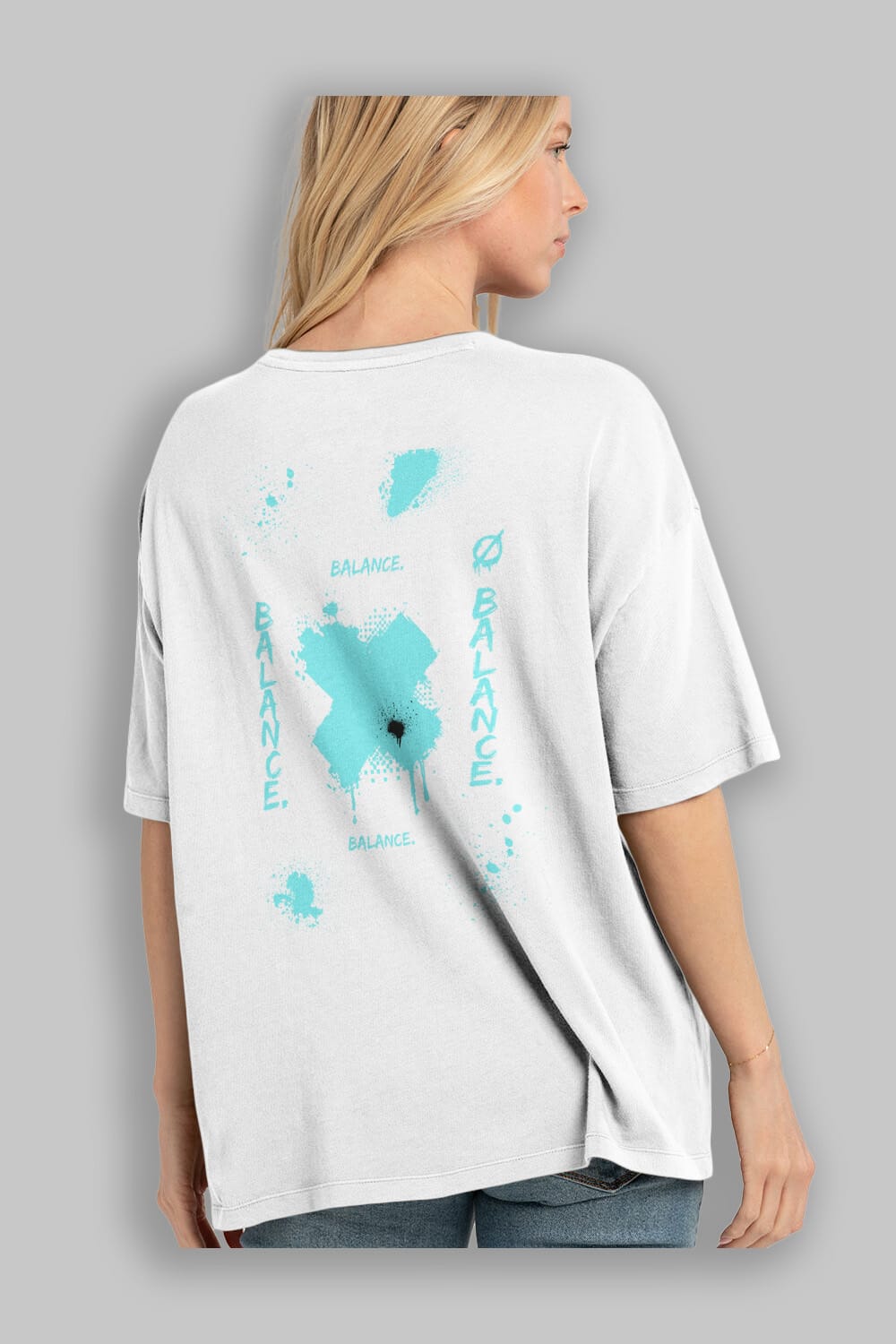 Balance Balance Yazılı Arka Baskılı Oversize t-shirt Erkek Kadın Unisex