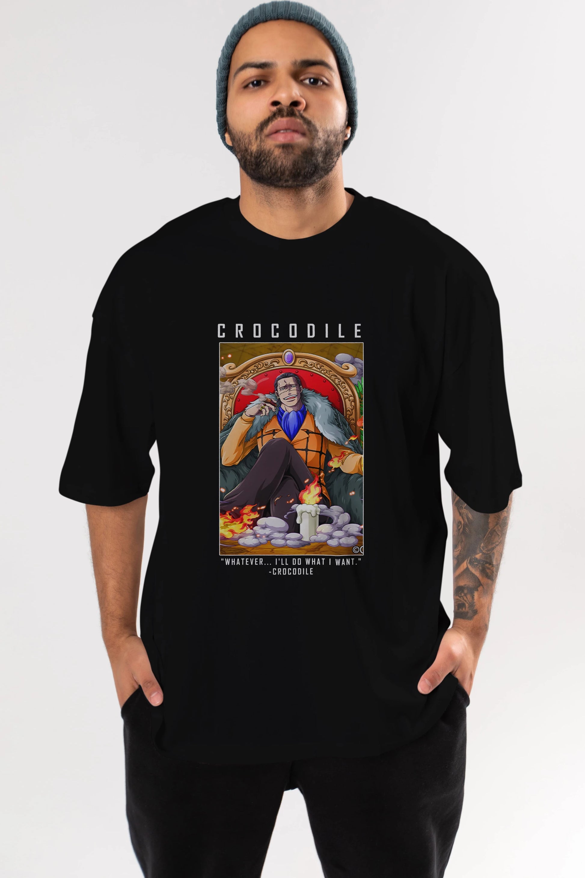 Crocodile Anime Ön Baskılı Oversize t-shirt Erkek Kadın Unisex