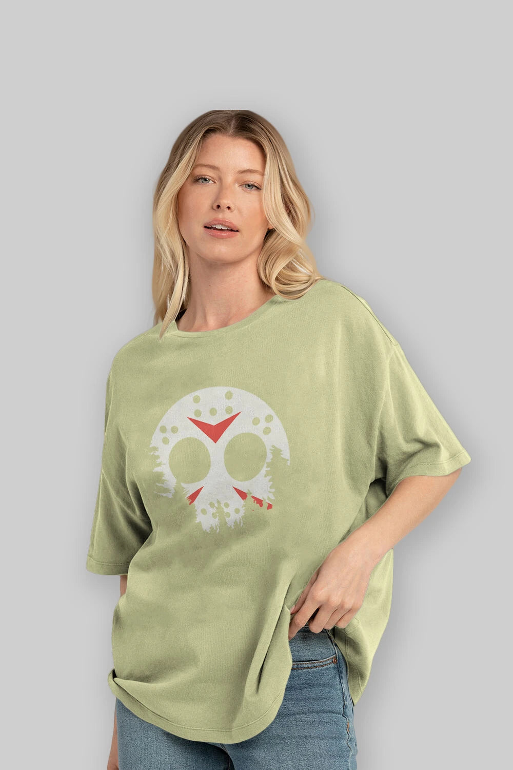 Jason Moon Ön Baskılı Oversize t-shirt %100 pamuk Erkek Kadın Unisex