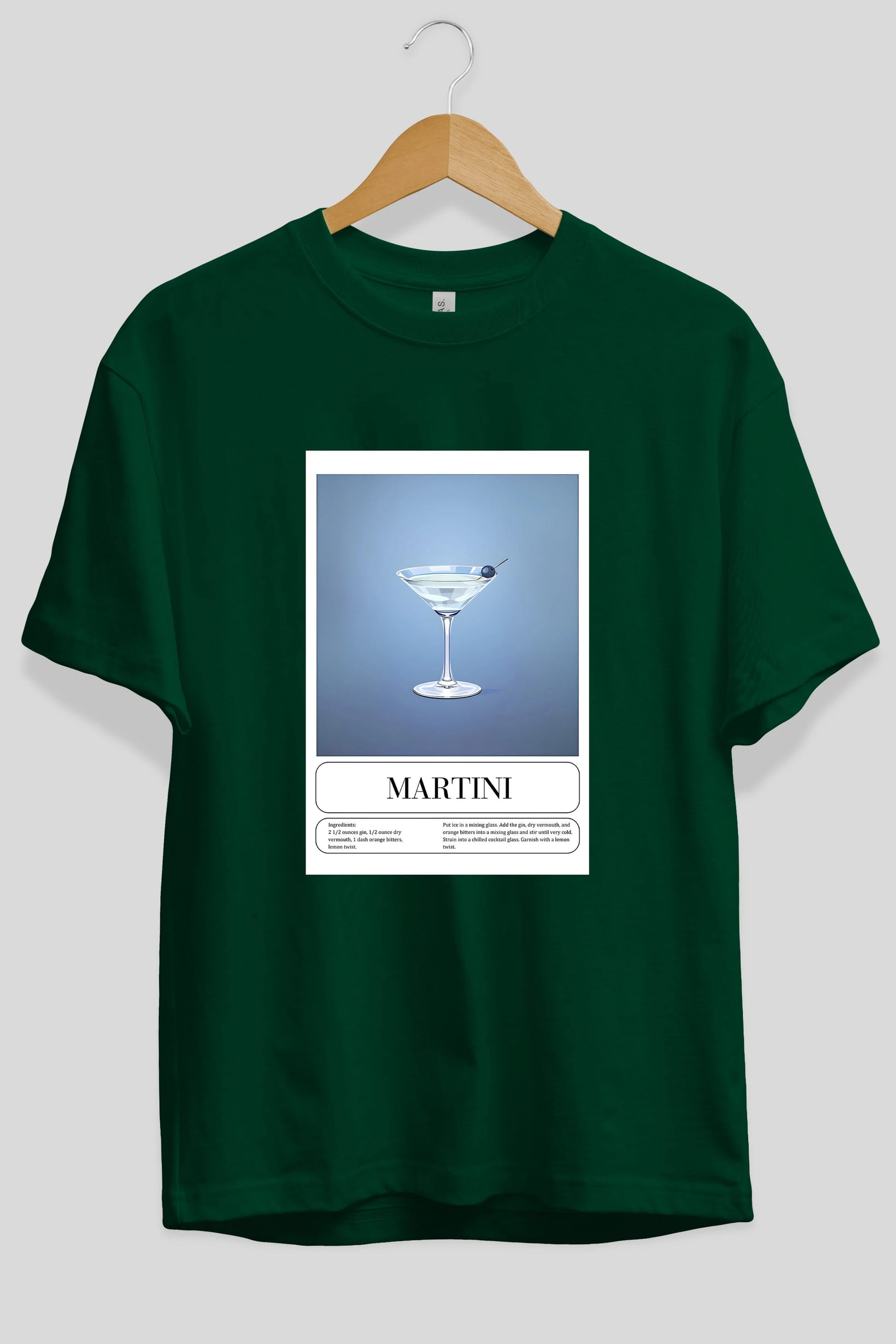 Martini Ön Baskılı Oversize t-shirt Erkek Kadın Unisex %100 Pamuk Bisiklet Yaka tişort