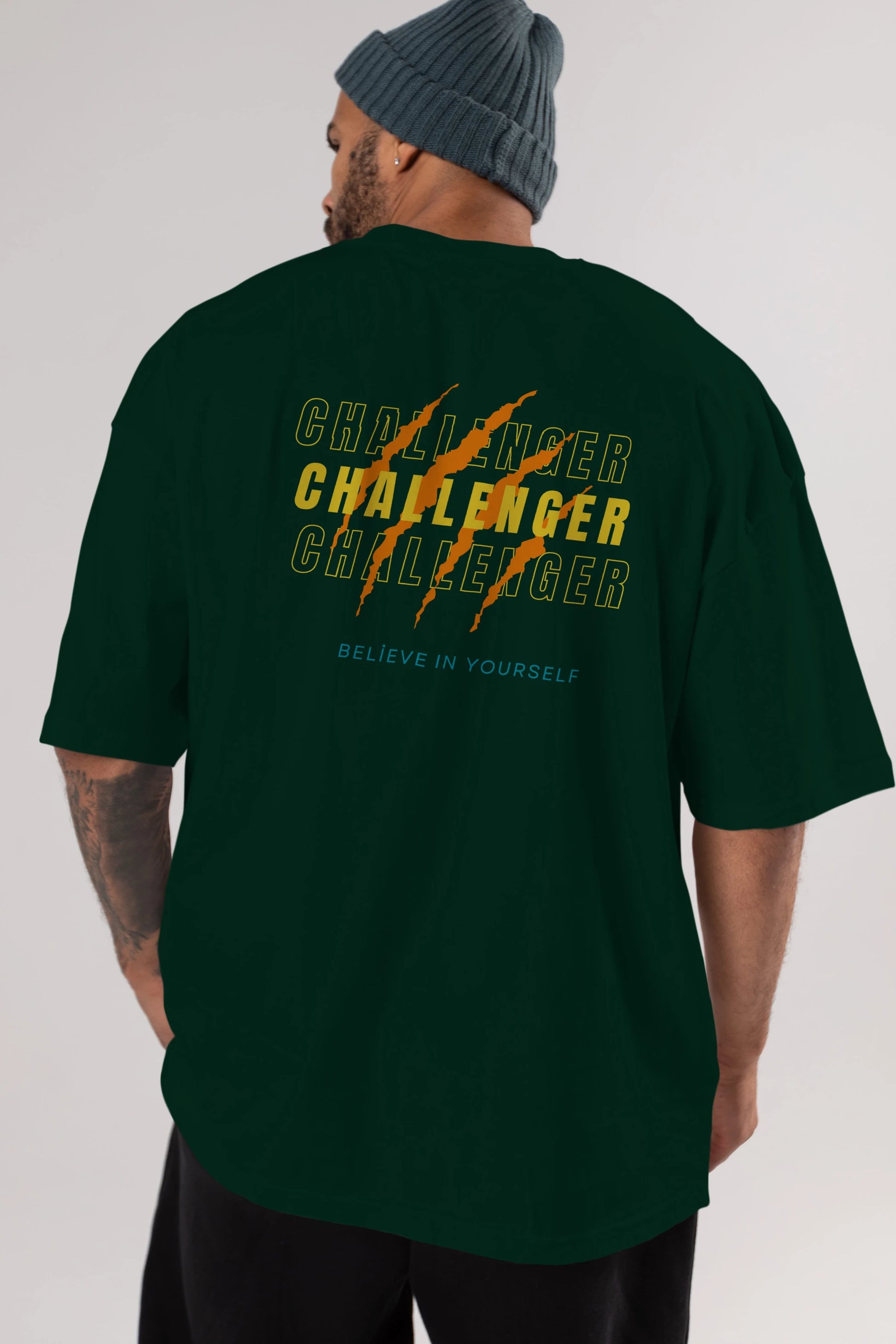 Challenger Yazılı Arka Baskılı Oversize t-shirt Erkek Kadın Unisex