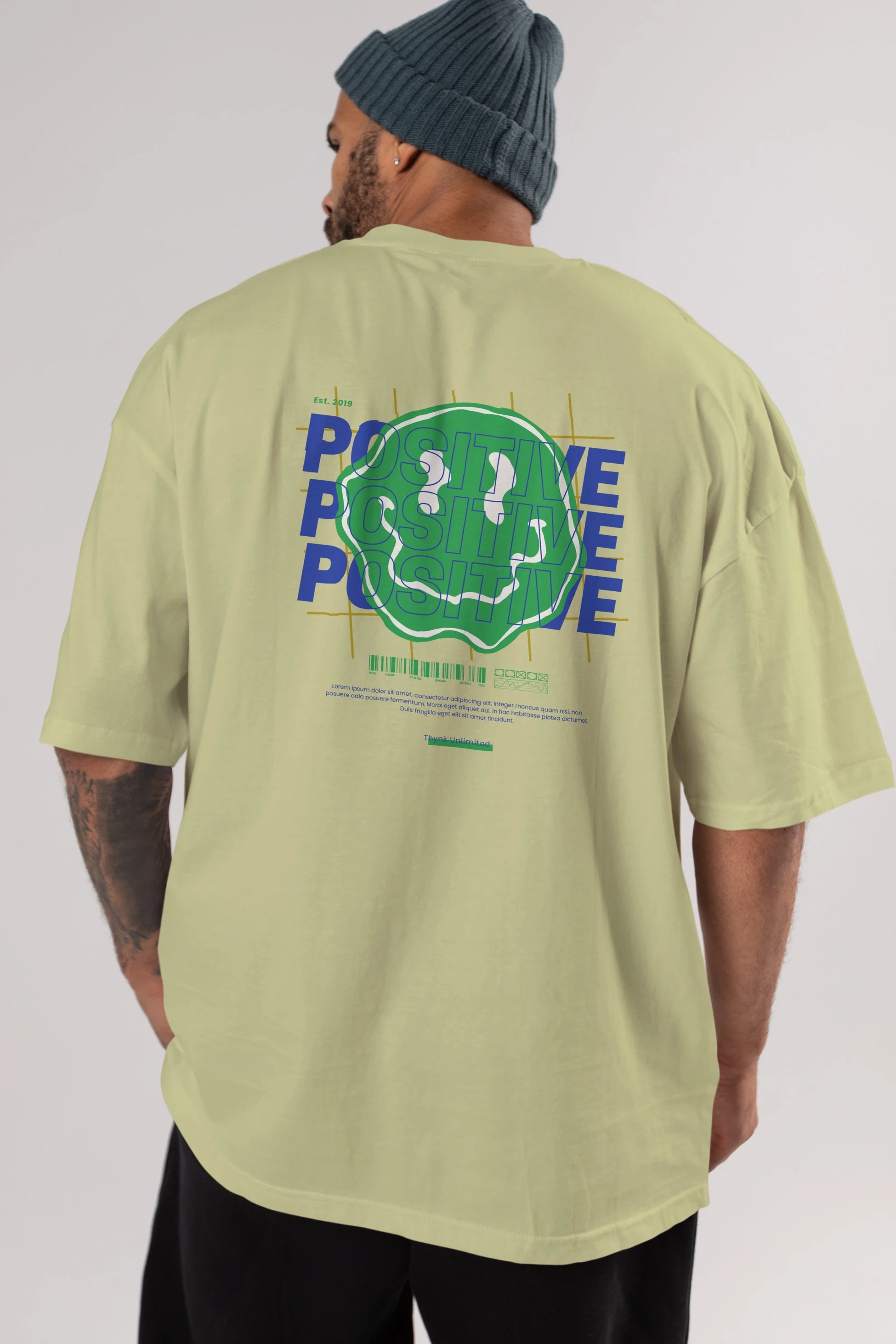 Positive 2 Arka Baskılı Oversize t-shirt Erkek Kadın Unisex