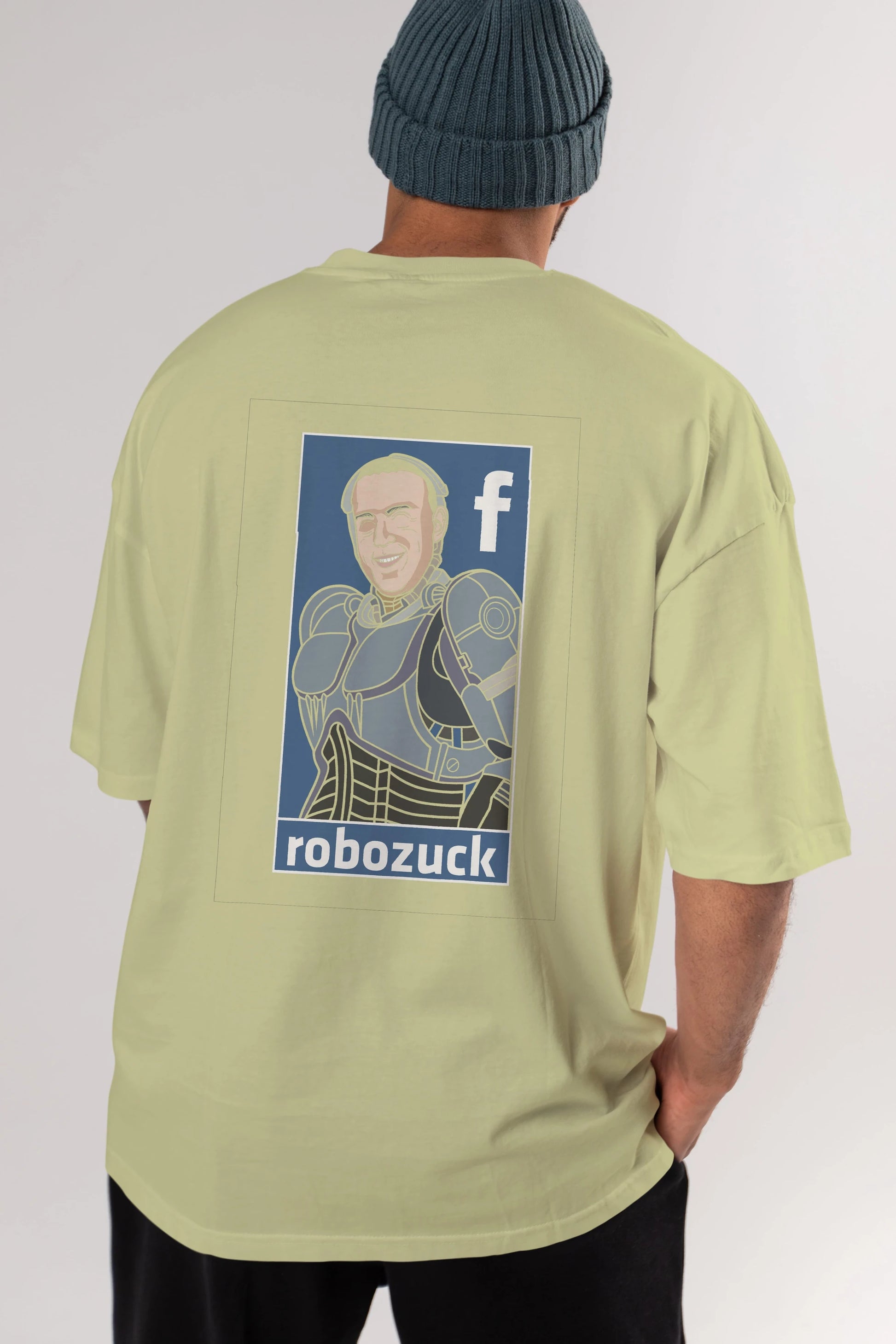 Robozuck Arka Baskılı Oversize t-shirt Erkek Kadın Unisex %100 Pamuk tişort