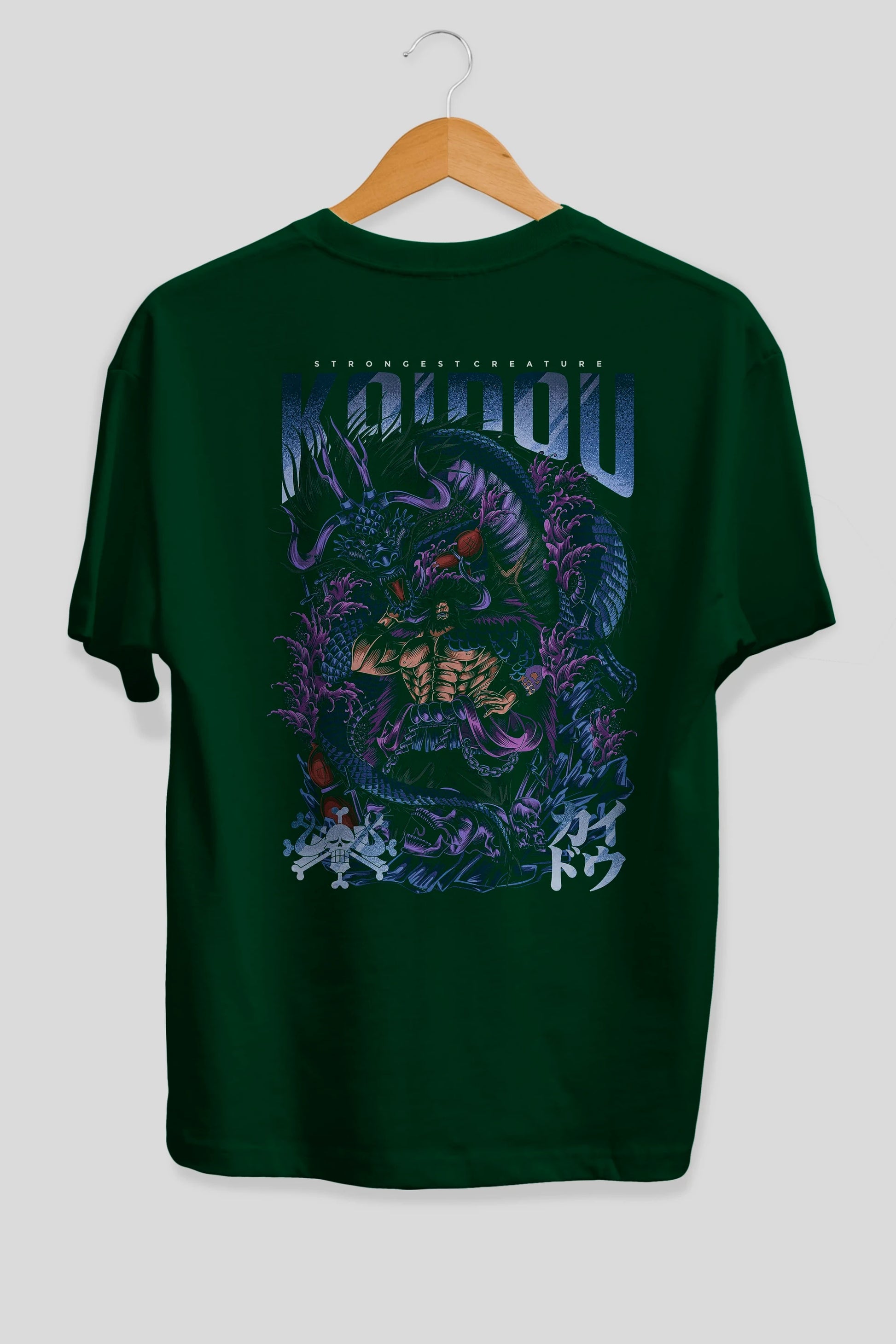 KAIDOU ONE PIECE Anime Arka Baskılı Oversize t-shirt Erkek Kadın Unisex