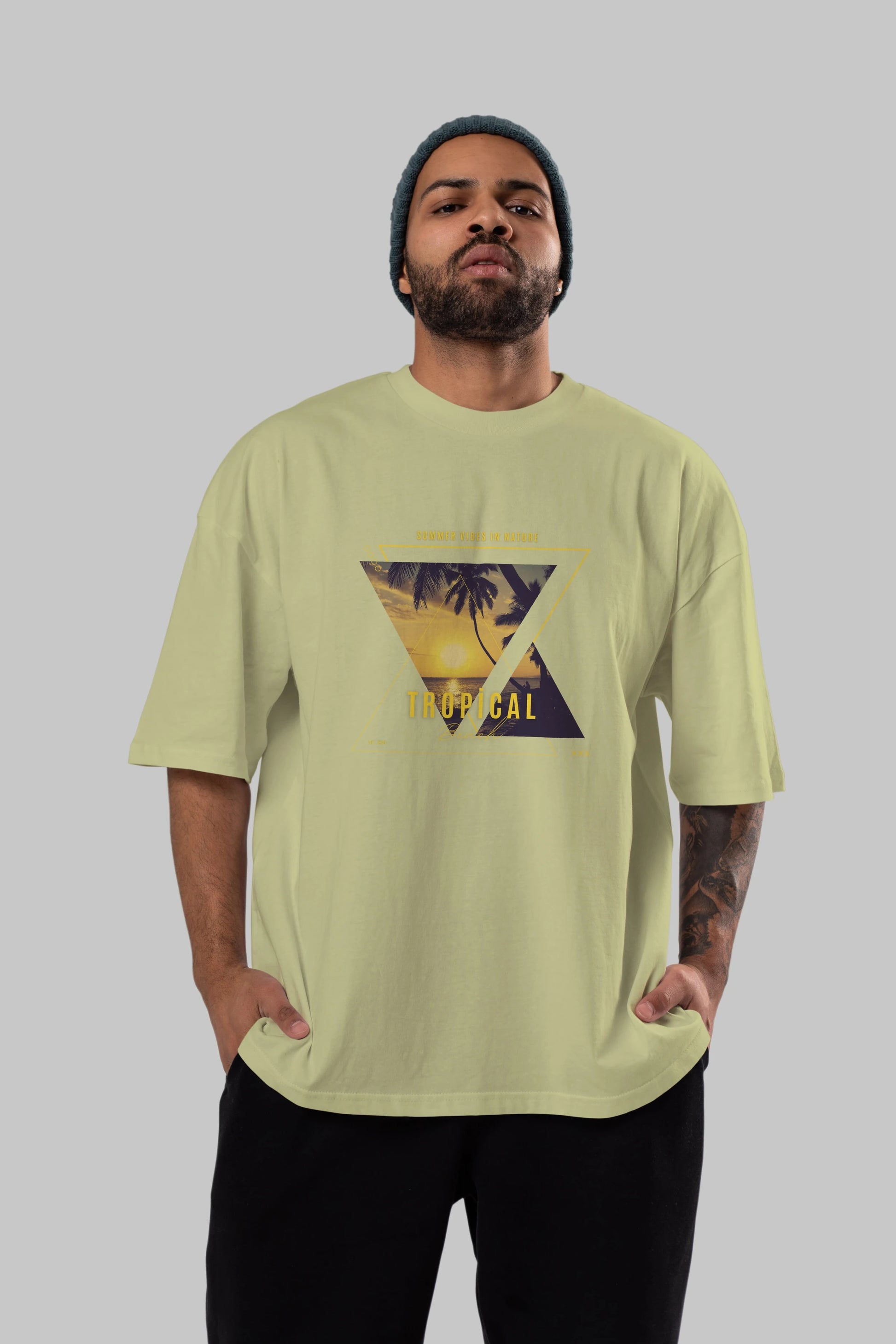 Summer Vibes Yazılı Ön Baskılı Oversize t-shirt Erkek Kadın Unisex