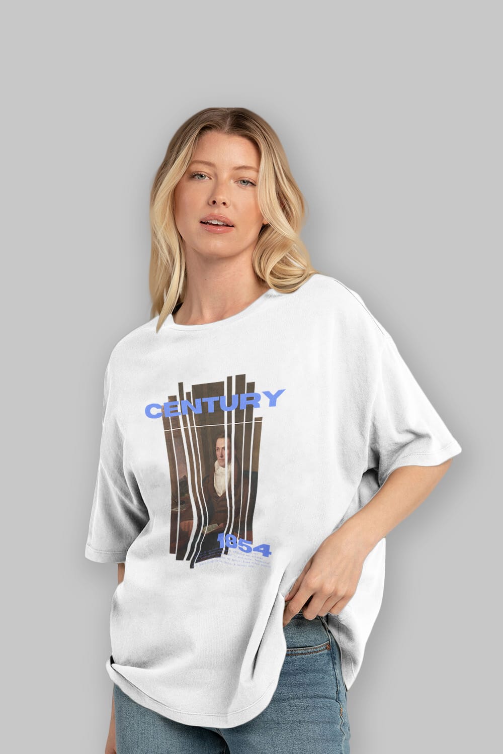 Century 1854 Yazılı Ön Baskılı Oversize t-shirt Erkek Kadın Unisex