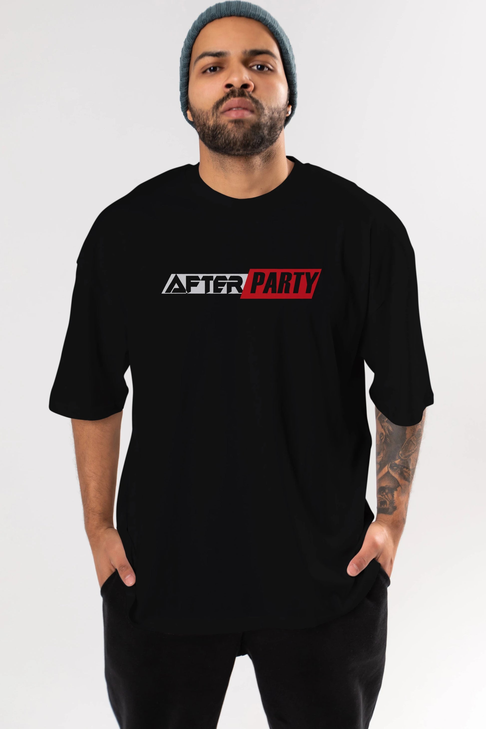 After Party Ön Baskılı Oversize t-shirt %100 pamuk Erkek Kadın Unisex