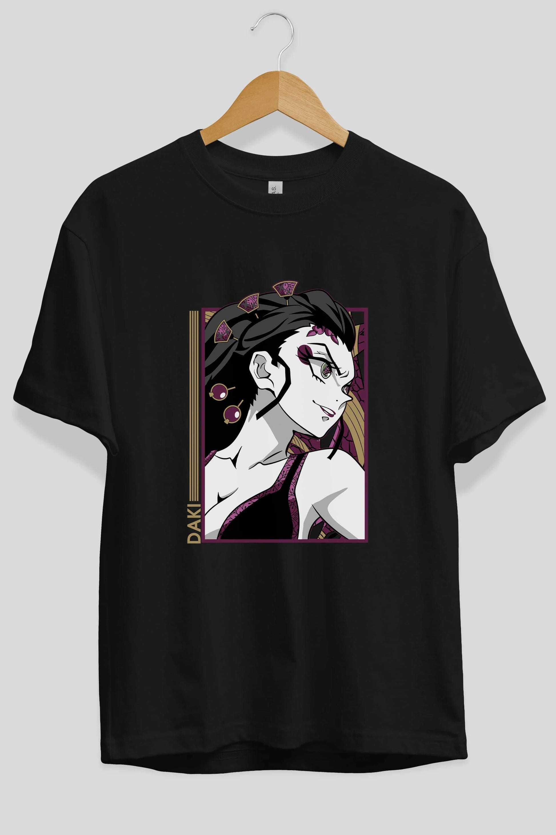 Daki DEMION SLAYER Anime Ön Baskılı Oversize t-shirt %100 pamuk Erkek Kadın Unisex