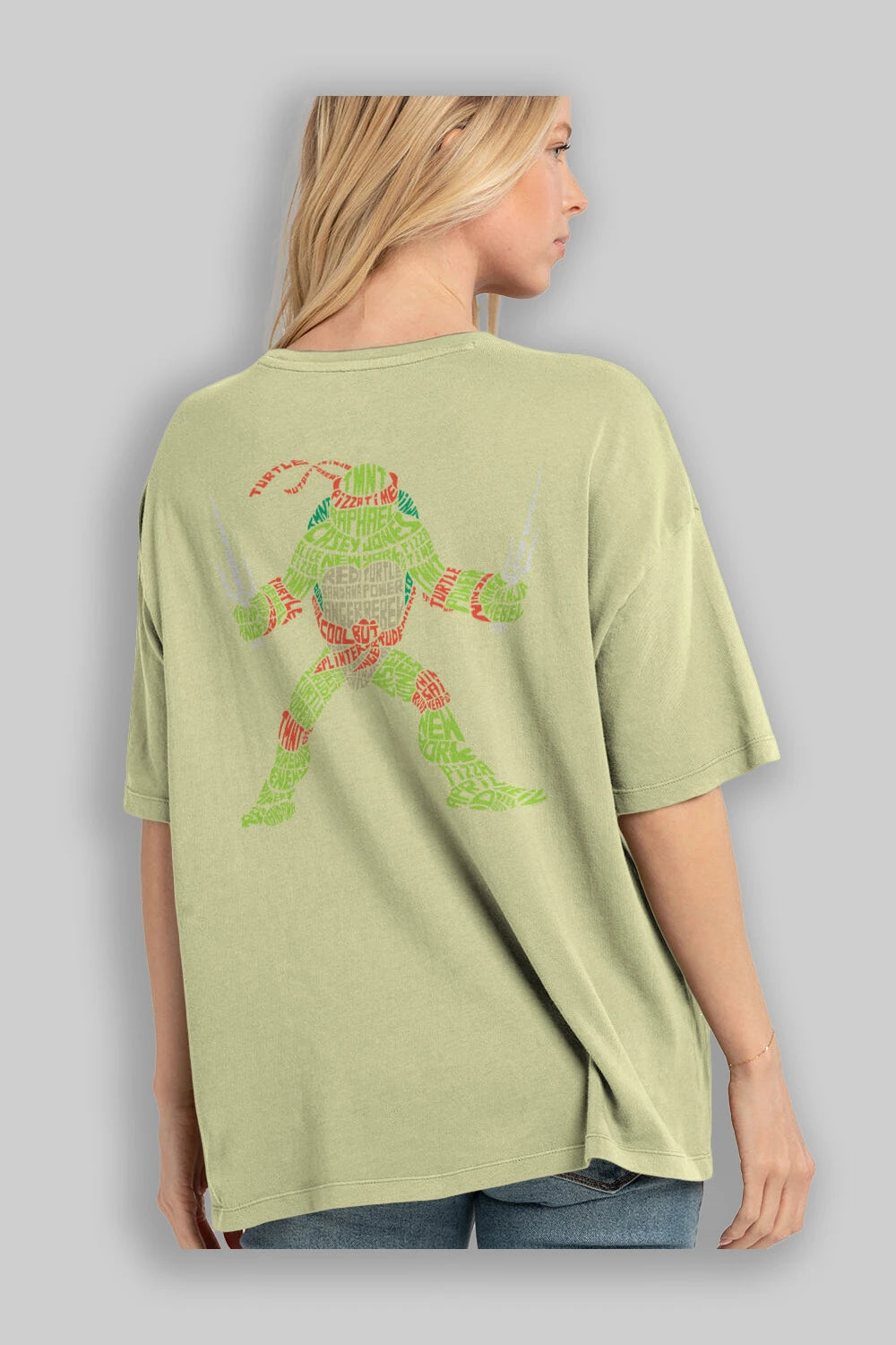 Ninja Turtle Arka Baskılı Oversize t-shirt %100 pamuk Erkek Kadın Unisex