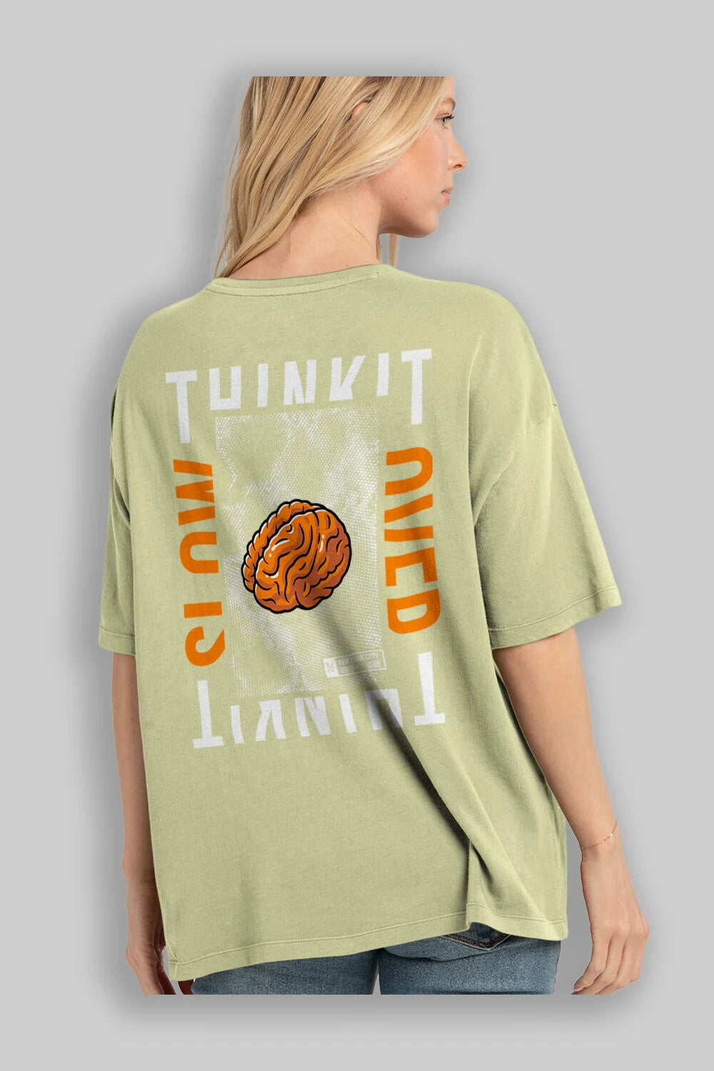 Think it Arka Baskılı Oversize t-shirt Erkek Kadın Unisex