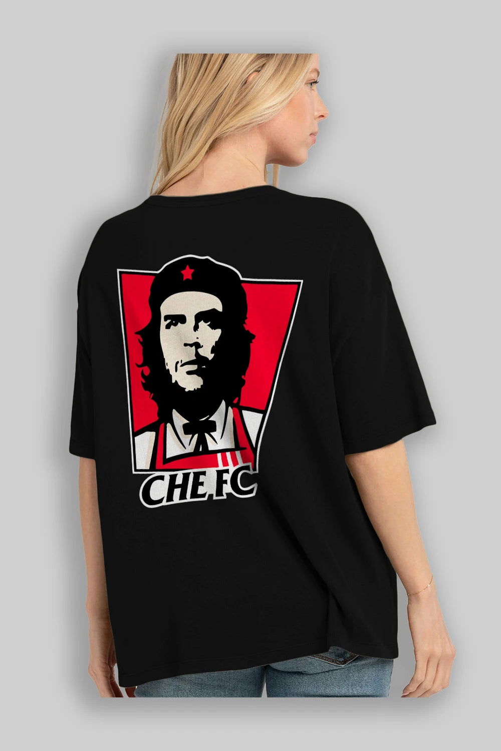 Che FC Arka Baskılı Oversize t-shirt Erkek Kadın Unisex %100 Pamuk Bisiklet Yaka tişort