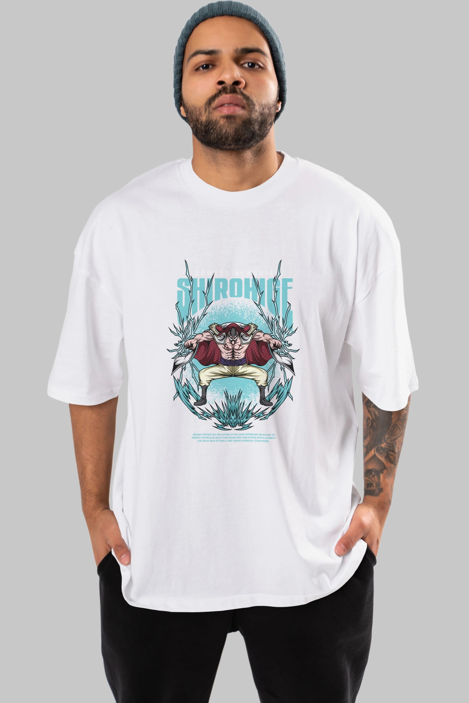 Shirohige Anime Ön Baskılı Oversize t-shirt %100 pamuk Erkek Kadın Unisex