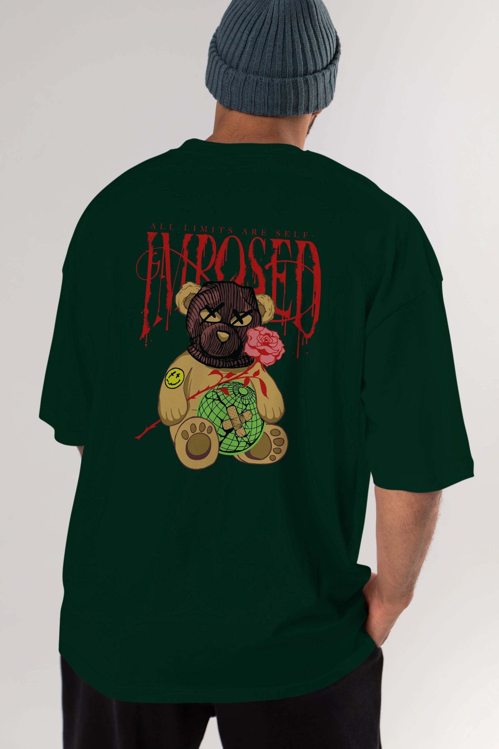 All Limits Bear Arka Baskılı Oversize t-shirt Erkek Kadın Unisex