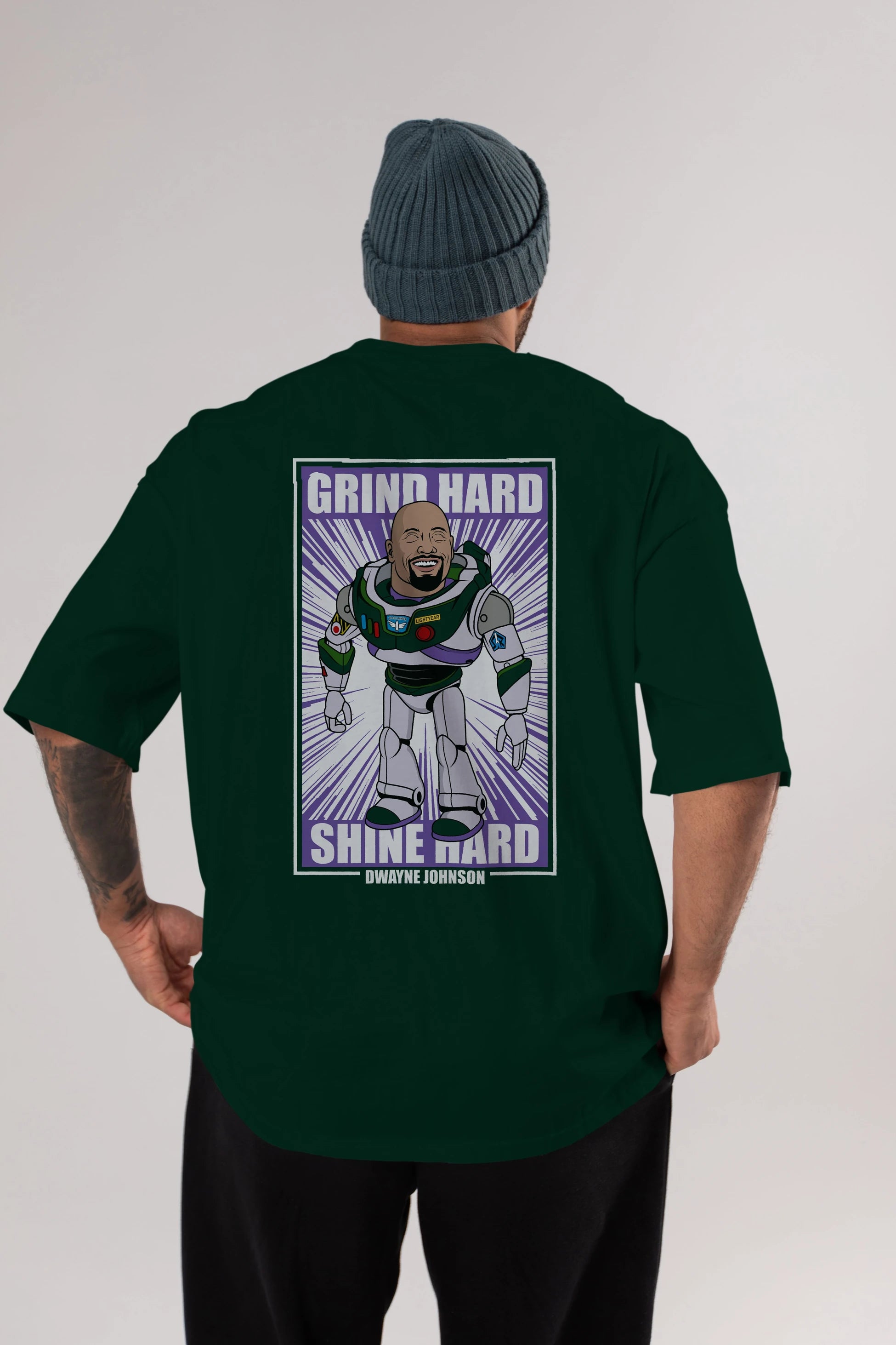 Dwayne Johnson Buzz Lightyear Arka Baskılı Oversize t-shirt Erkek Kadın Unisex %100 Pamuk tişort