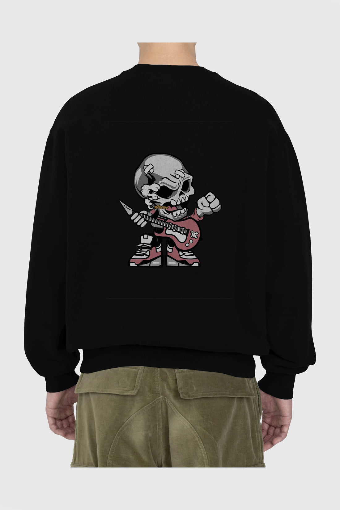 Skull Rockstar Arka Baskılı Oversize Sweatshirt Erkek Kadın Unisex