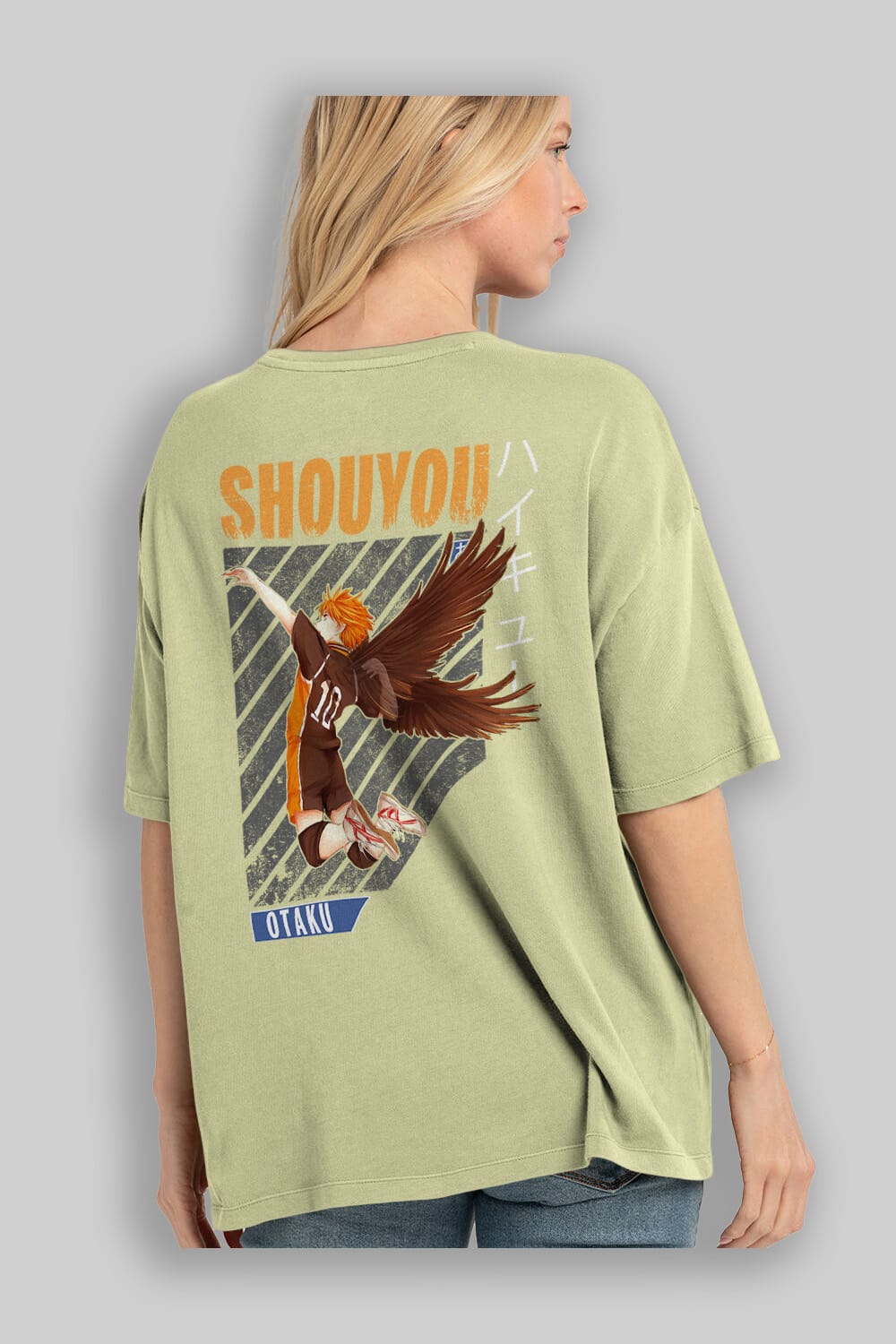 Shouyou Hinata 10 Anime Arka Baskılı Oversize t-shirt Erkek Kadın Unisex
