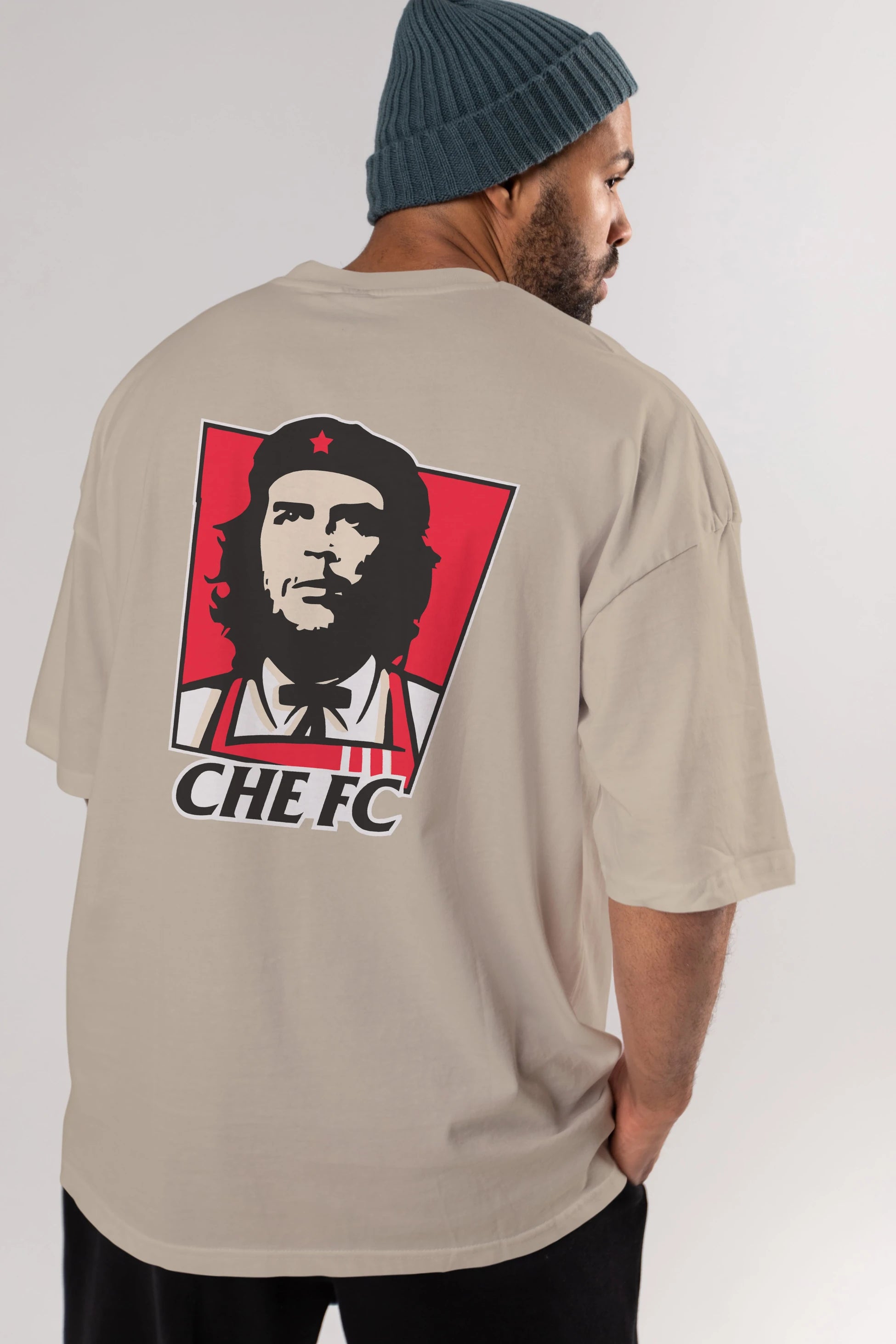 Che FC Arka Baskılı Oversize t-shirt Erkek Kadın Unisex %100 Pamuk Bisiklet Yaka tişort