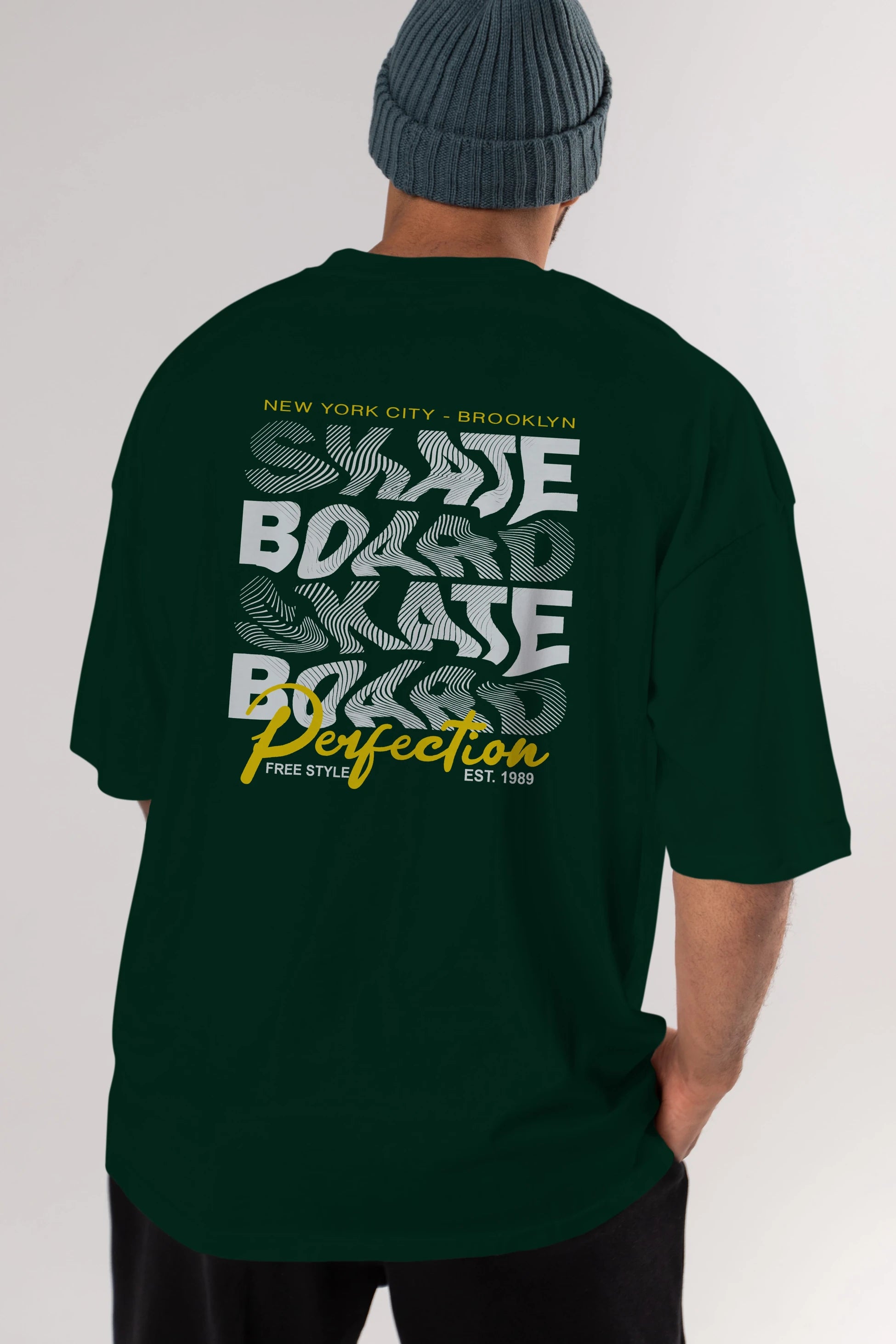 New York City and Brooklyn Arka Baskılı Oversize t-shirt Erkek Kadın Unisex
