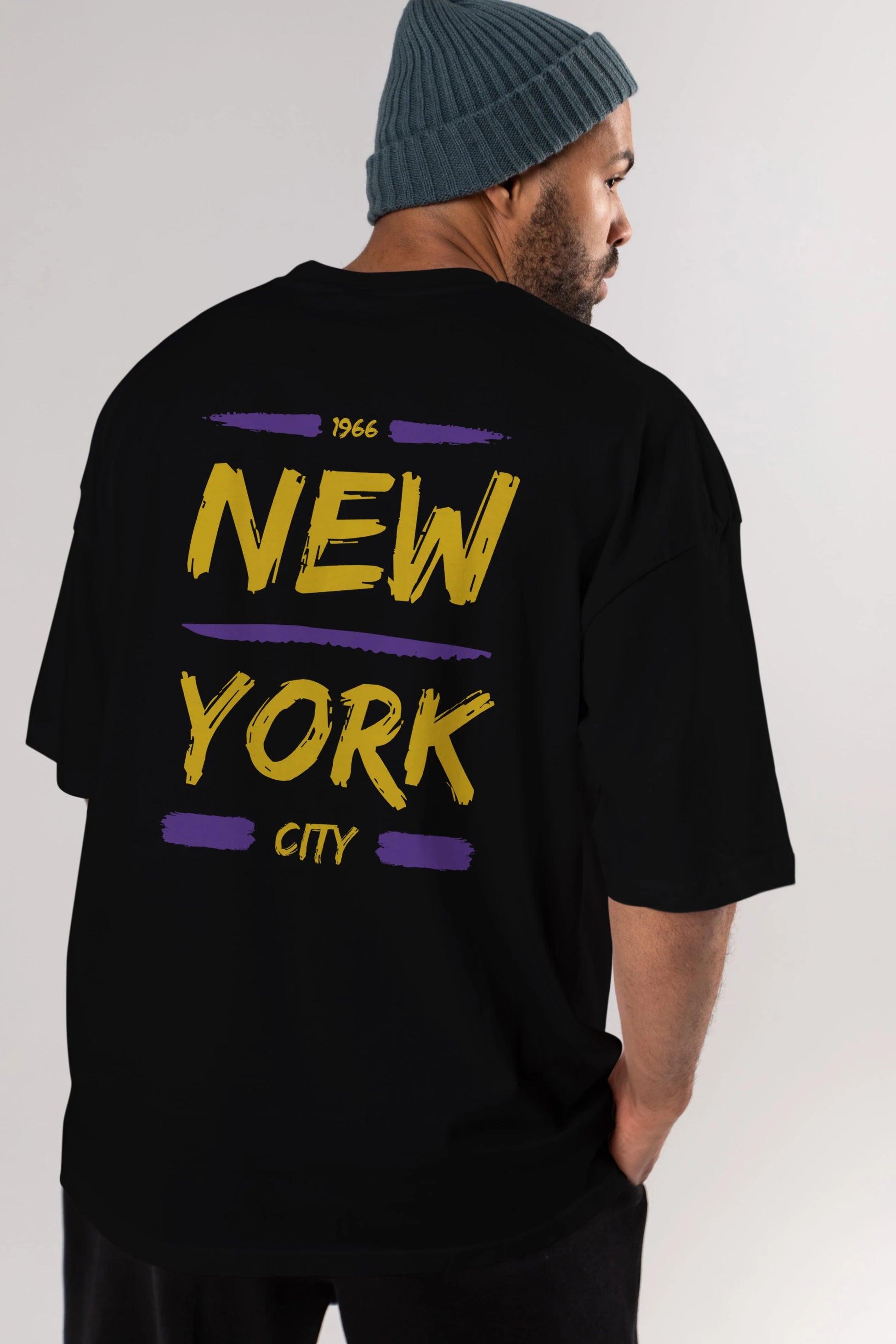 New York City 2 Arka Baskılı Oversize t-shirt Erkek Kadın Unisex