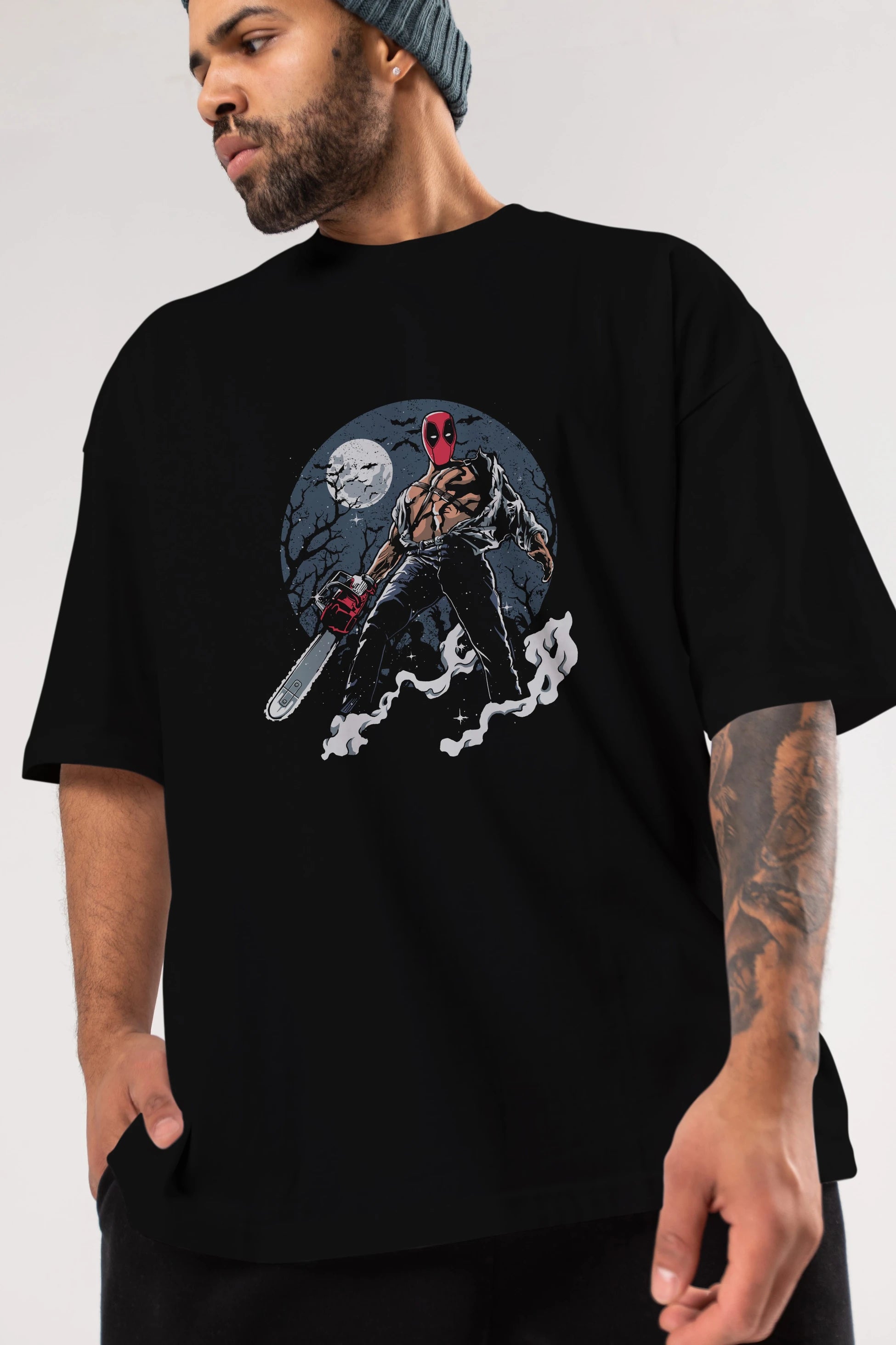 Evil Deadpool Ön Baskılı Oversize t-shirt Erkek Kadın Unisex %100 Pamuk tişort