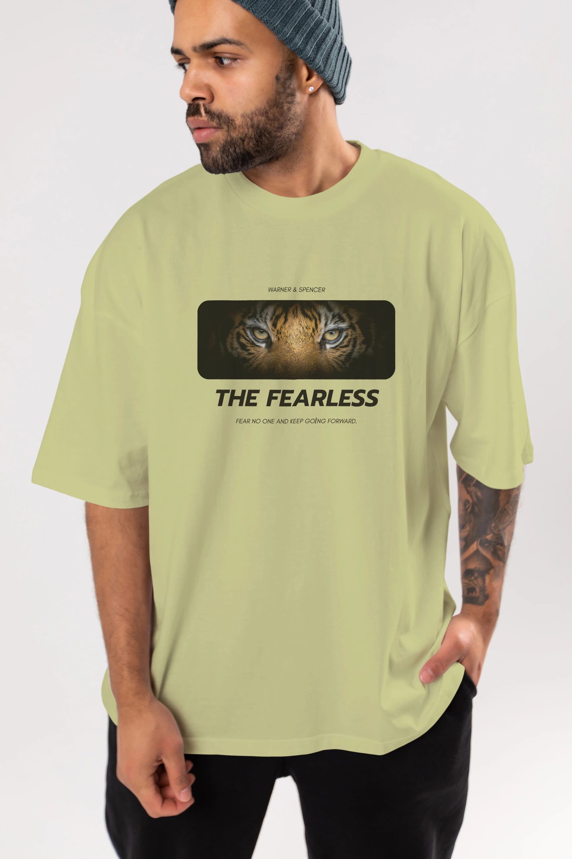 The Fearless Yazılı Ön Baskılı Oversize t-shirt Erkek Kadın Unisex
