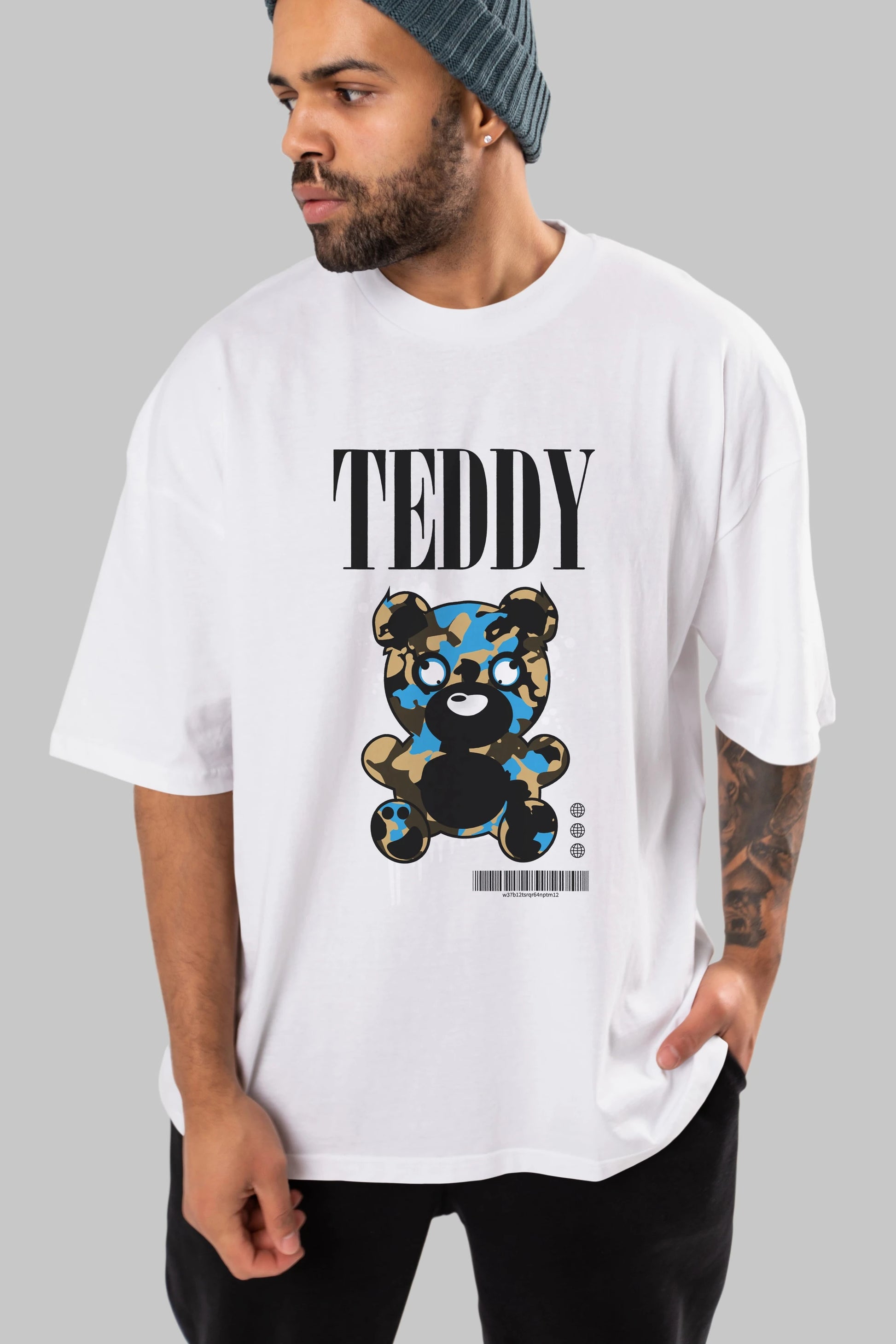 Teddy Bear Streetwear Ön Baskılı Oversize t-shirt Erkek Kadın Unisex