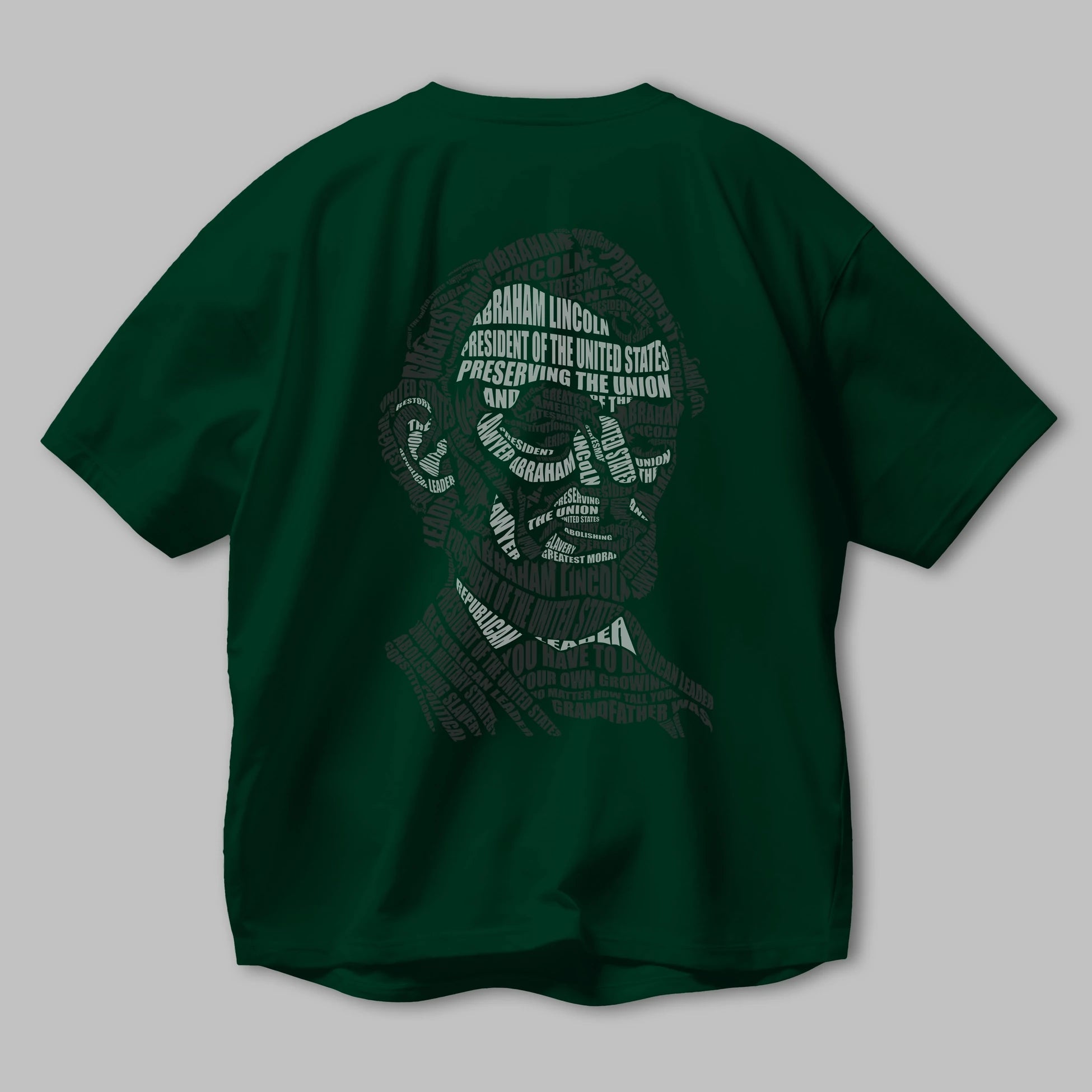 Abraham Lincoln Calligram Arka Baskılı Oversize t-shirt %100 pamuk Erkek Kadın Unisex
