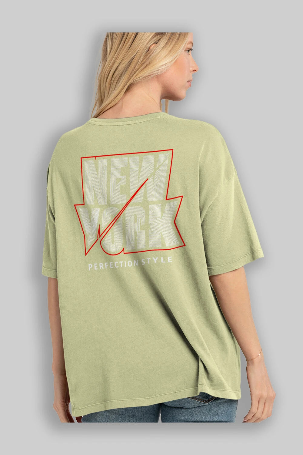 New York Perfection Style Arka Baskılı Oversize t-shirt Erkek Kadın Unisex