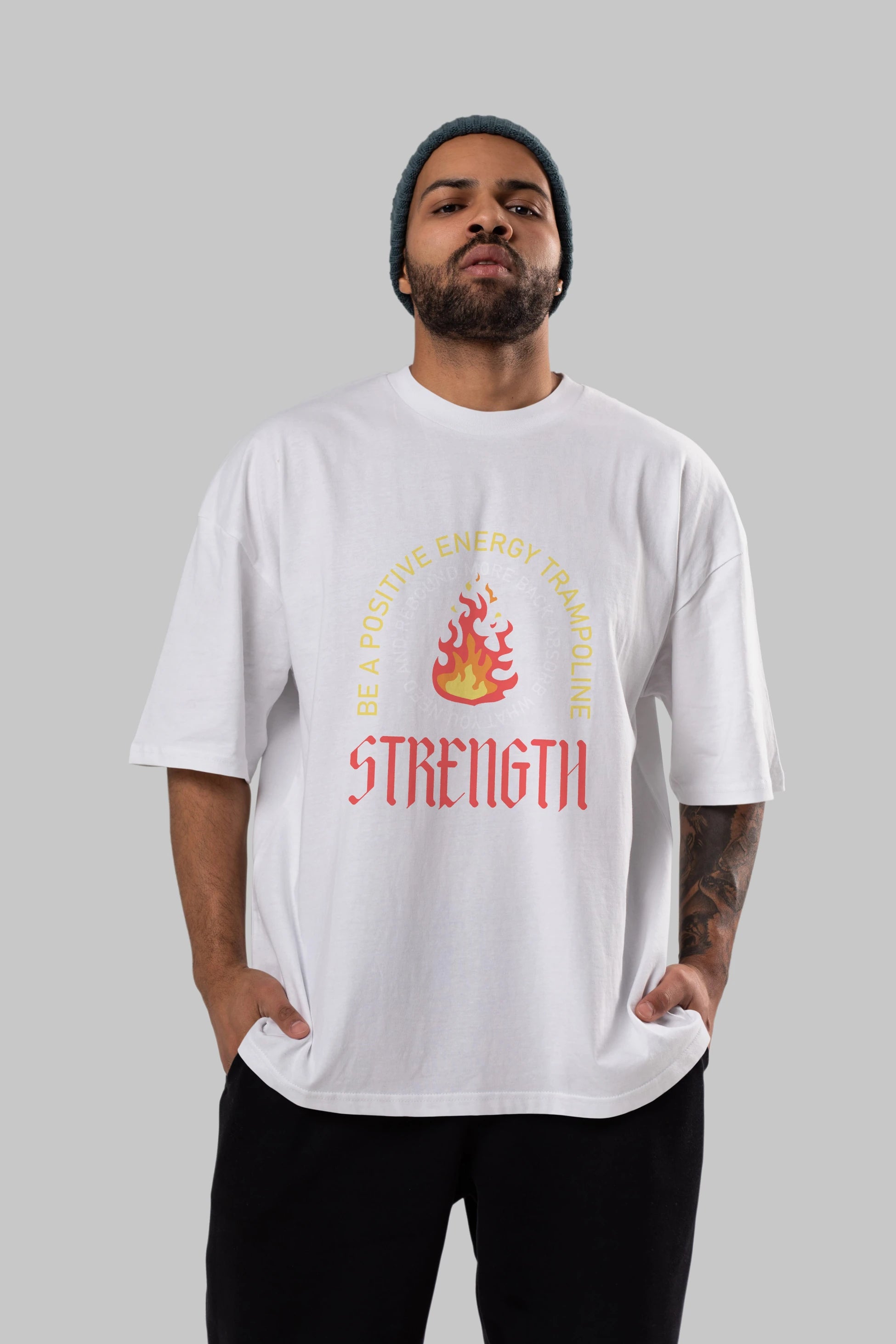 Positive Energy Ön Baskılı Oversize t-shirt Erkek Kadın Unisex