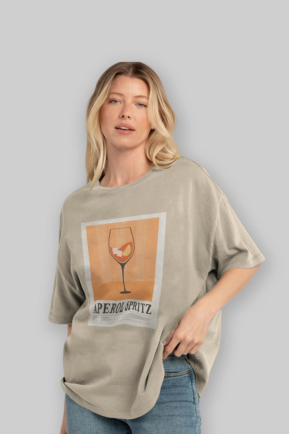 Aperol Spritz 8 Ön Baskılı Oversize t-shirt Erkek Kadın Unisex %100 Pamuk Bisiklet Yaka tişort