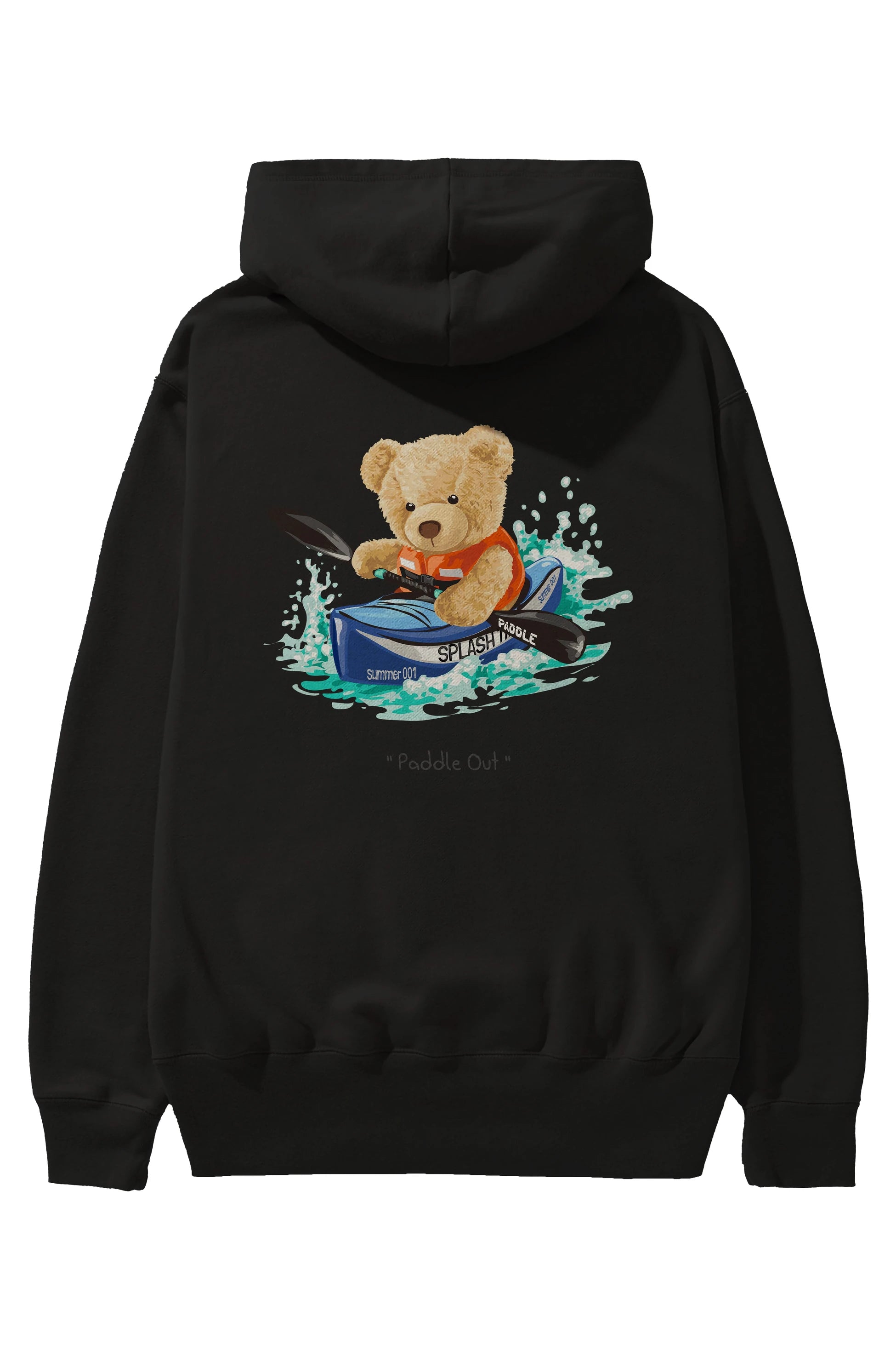 Teddy Bear Paddle Out Arka Baskılı Hoodie Oversize Kapüşonlu Sweatshirt Erkek Kadın Unisex
