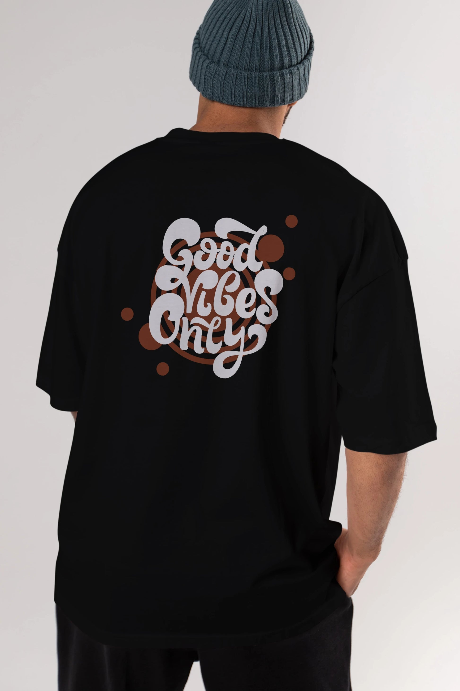 Good Vibes Only Yazılı Arka Baskılı Oversize t-shirt Erkek Kadın Unisex