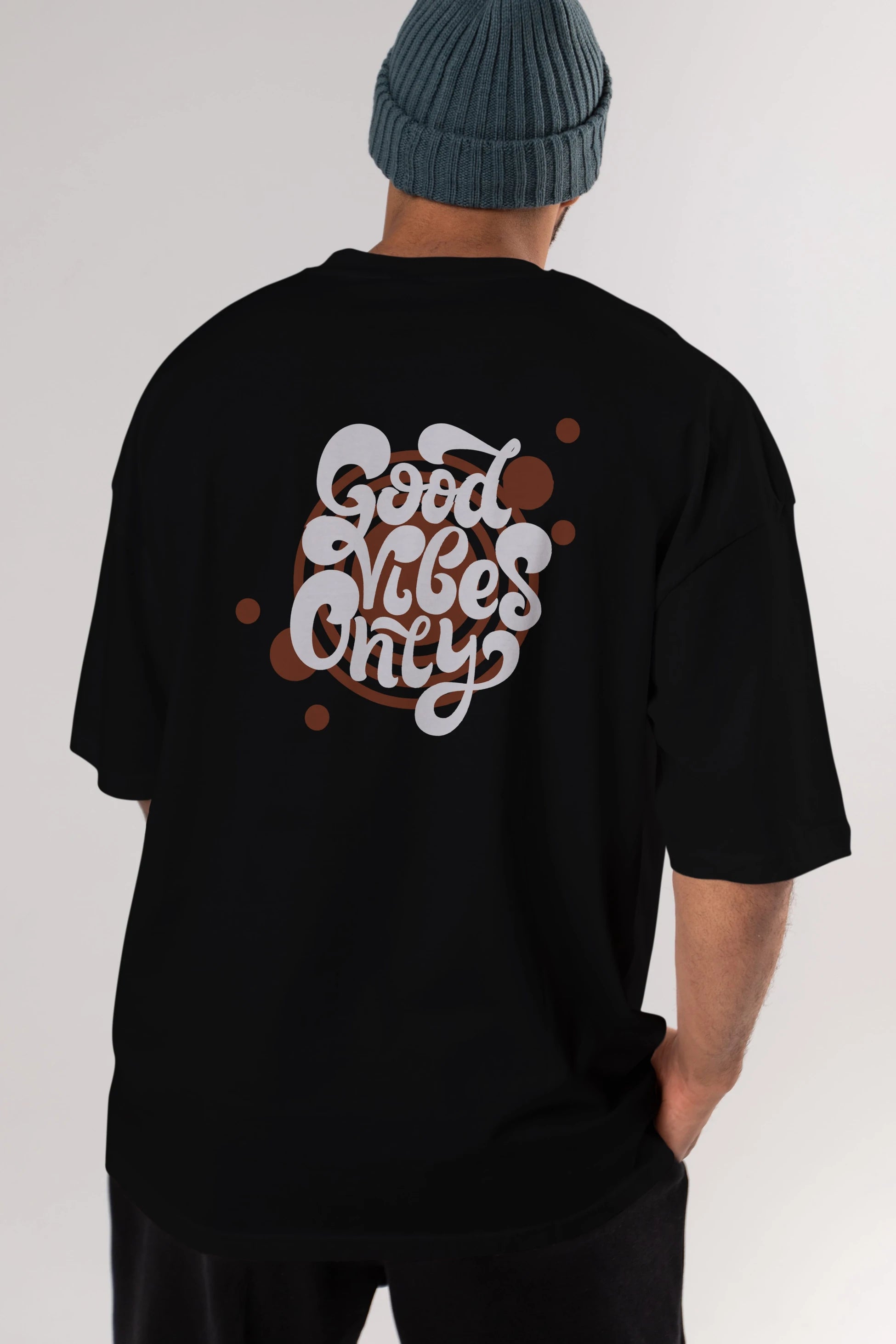 Good Vibes Only Yazılı Arka Baskılı Oversize t-shirt Erkek Kadın Unisex