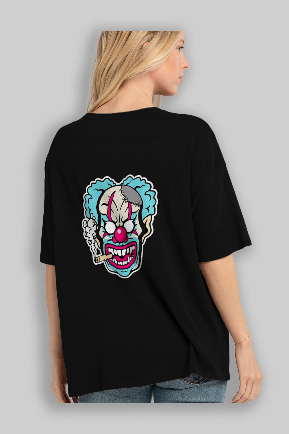 Clown Beast Arka Baskılı Oversize t-shirt Erkek Kadın Unisex %100 Pamuk tişort