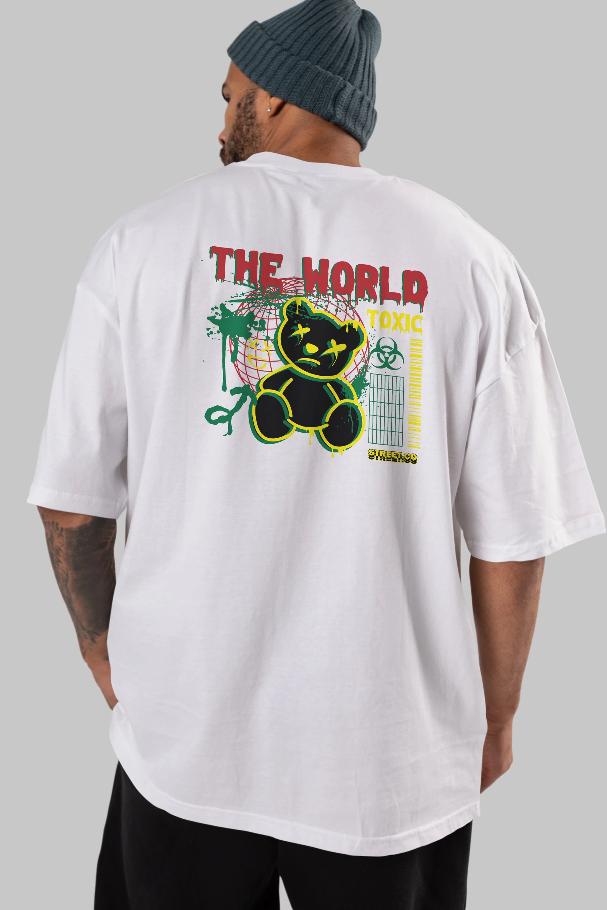 The World Toxic Bear Arka Baskılı Oversize t-shirt Erkek Kadın Unisex