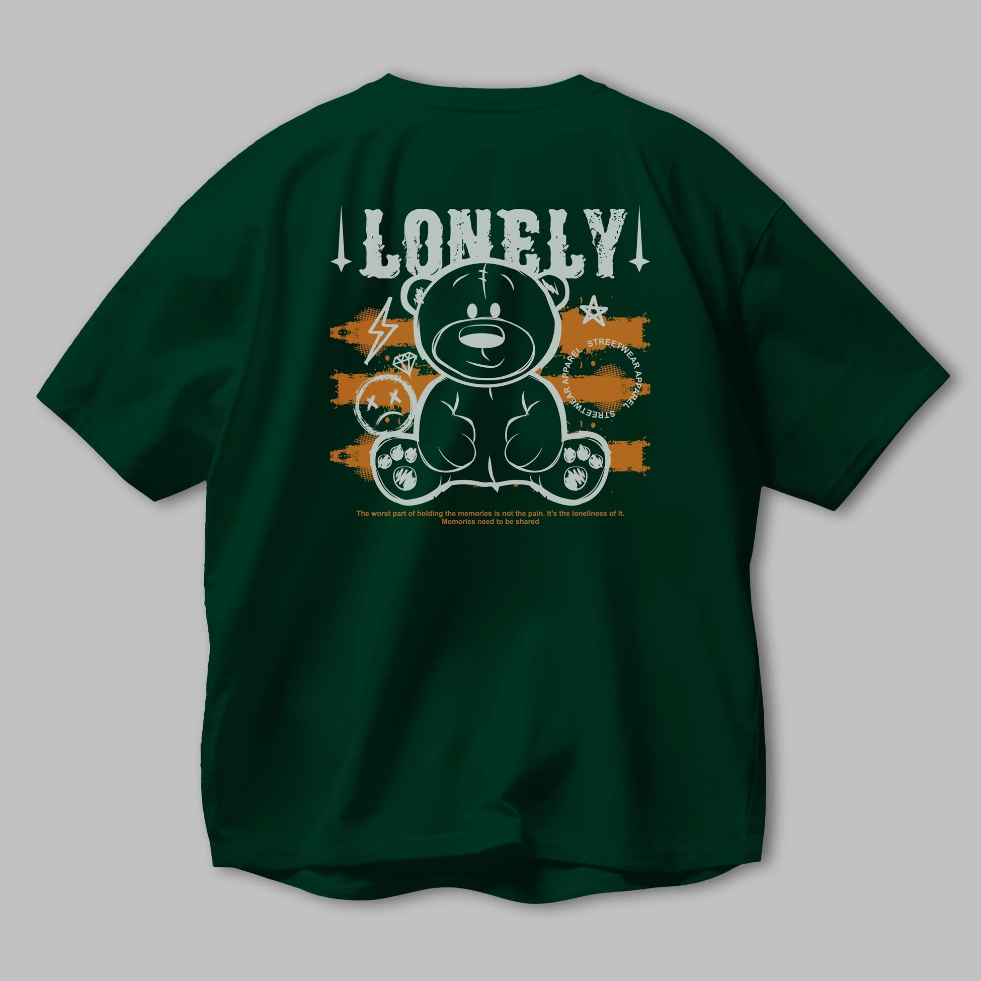 Teddy Bear Lonely Arka Baskılı Oversize t-shirt Erkek Kadın Unisex