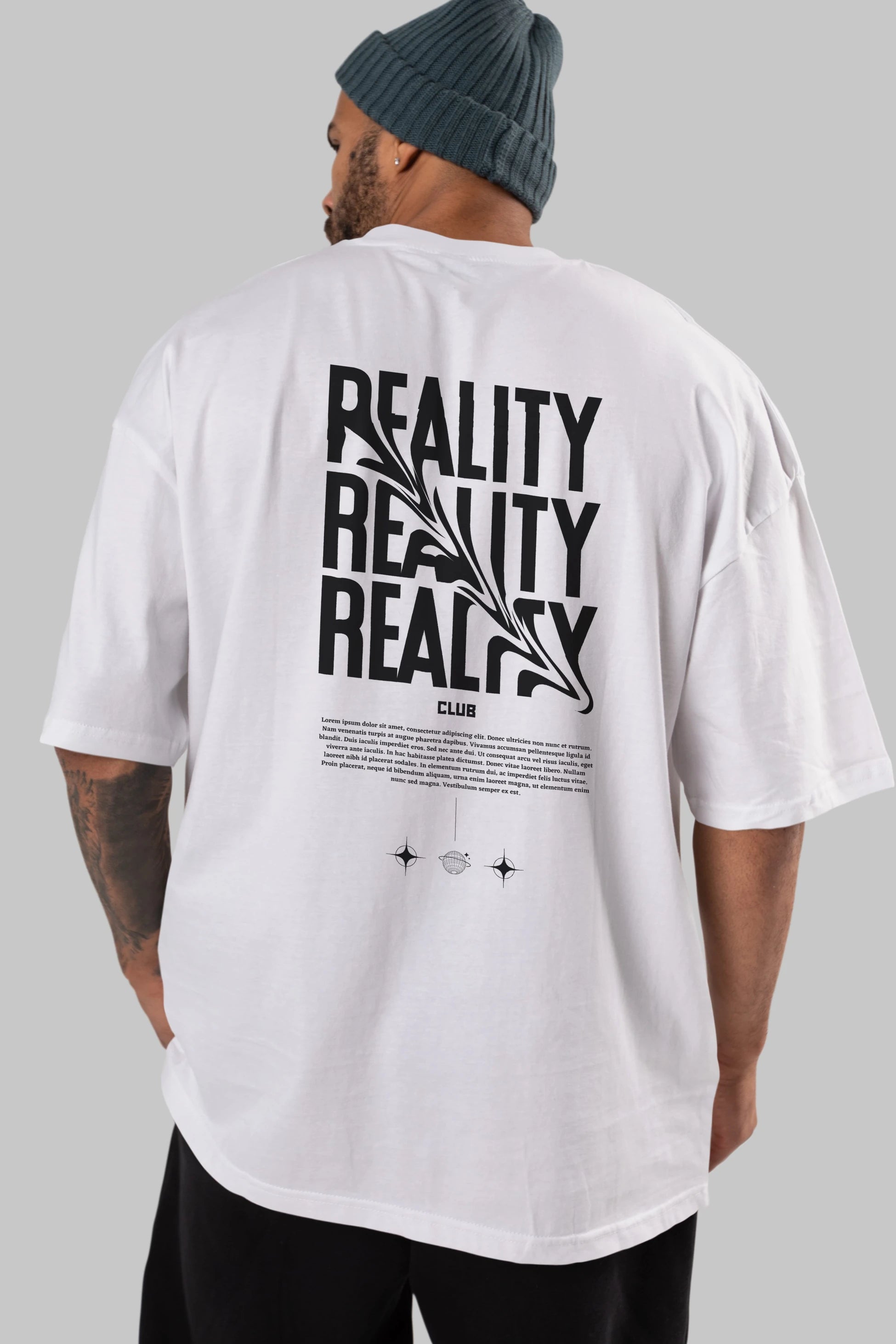 Reality Yazılı Arka Baskılı Oversize t-shirt Erkek Kadın Unisex