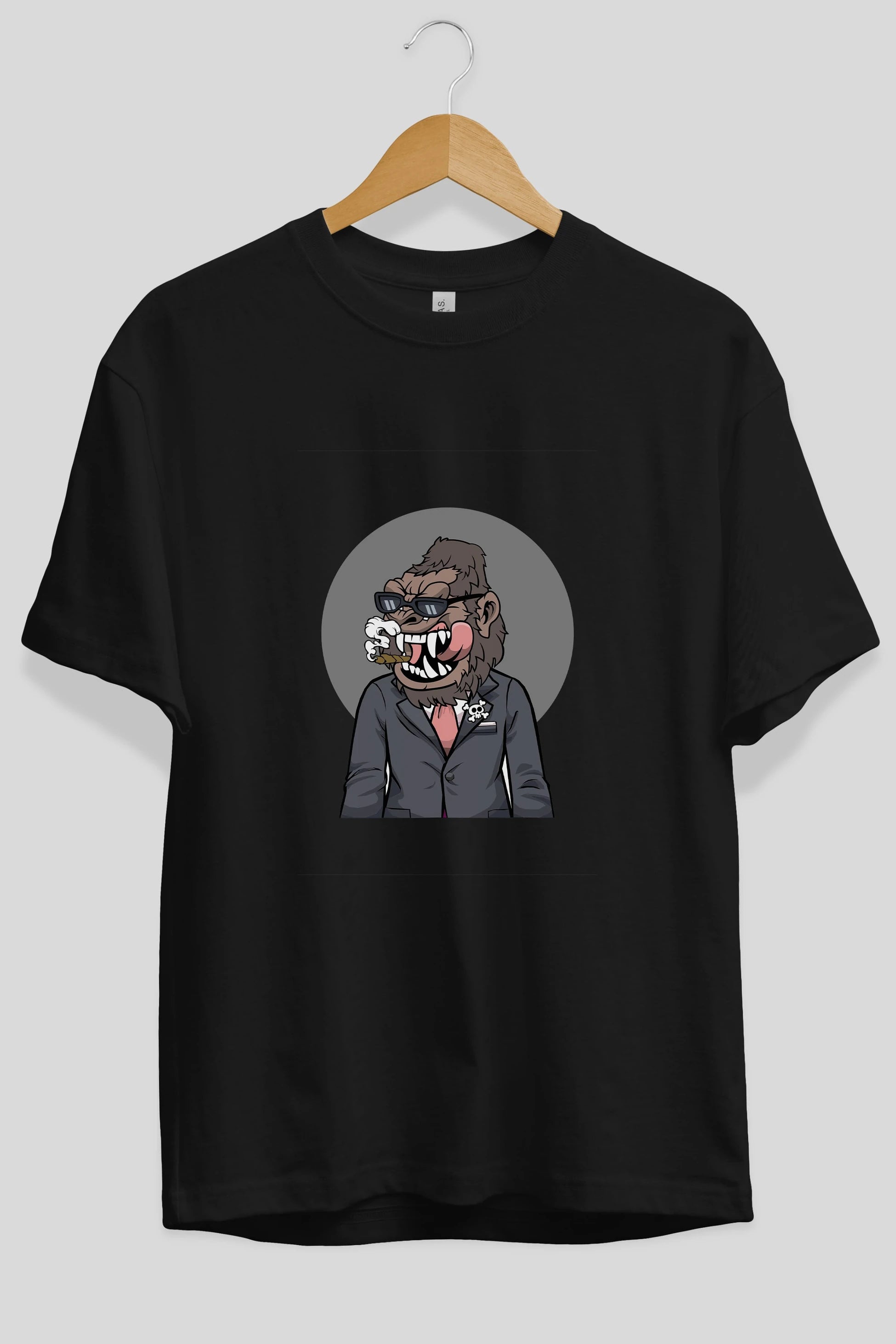 Monkey Suits Ön Baskılı Oversize t-shirt Erkek Kadın Unisex %100 Pamuk tişort